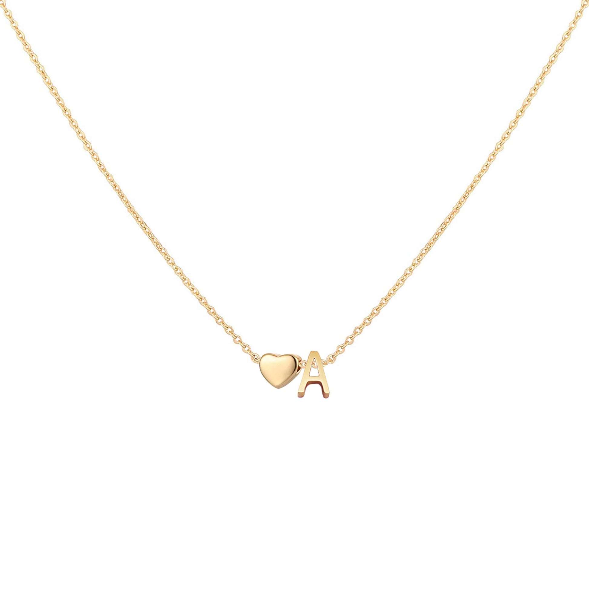 Dainty Heart Accented Letter Initial Necklace
