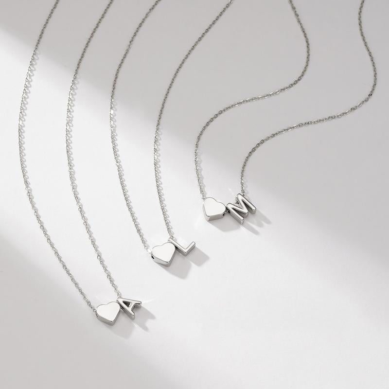 Dainty Heart Accented Letter Initial Necklace