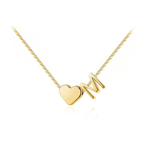 Dainty Heart Accented Letter Initial Necklace