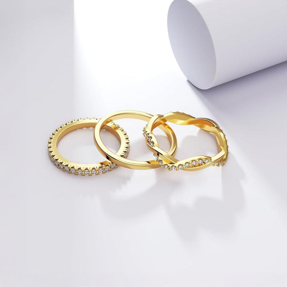 3pc 14k Stackable Ring Set