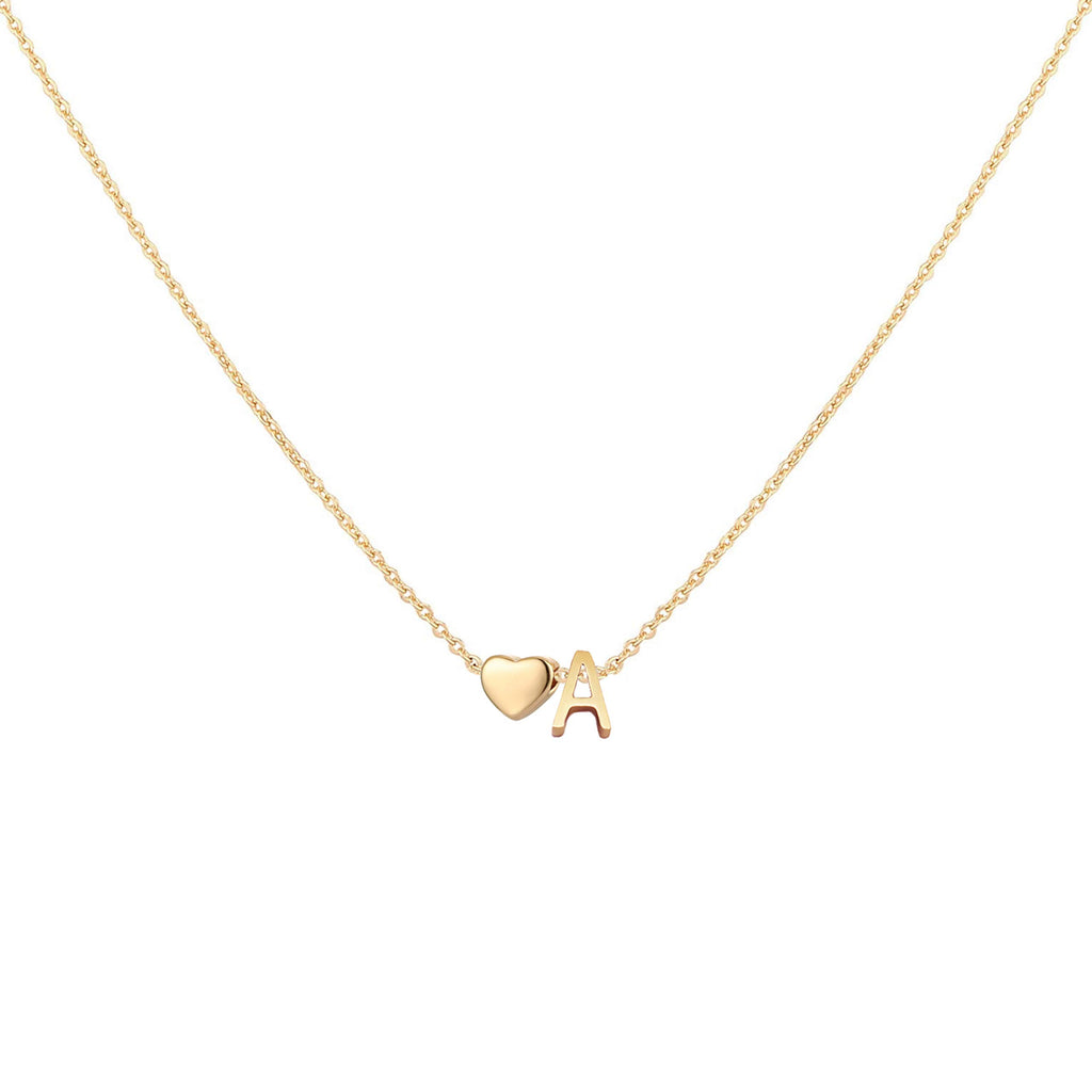 Dainty Heart Accented Letter Initial Necklace