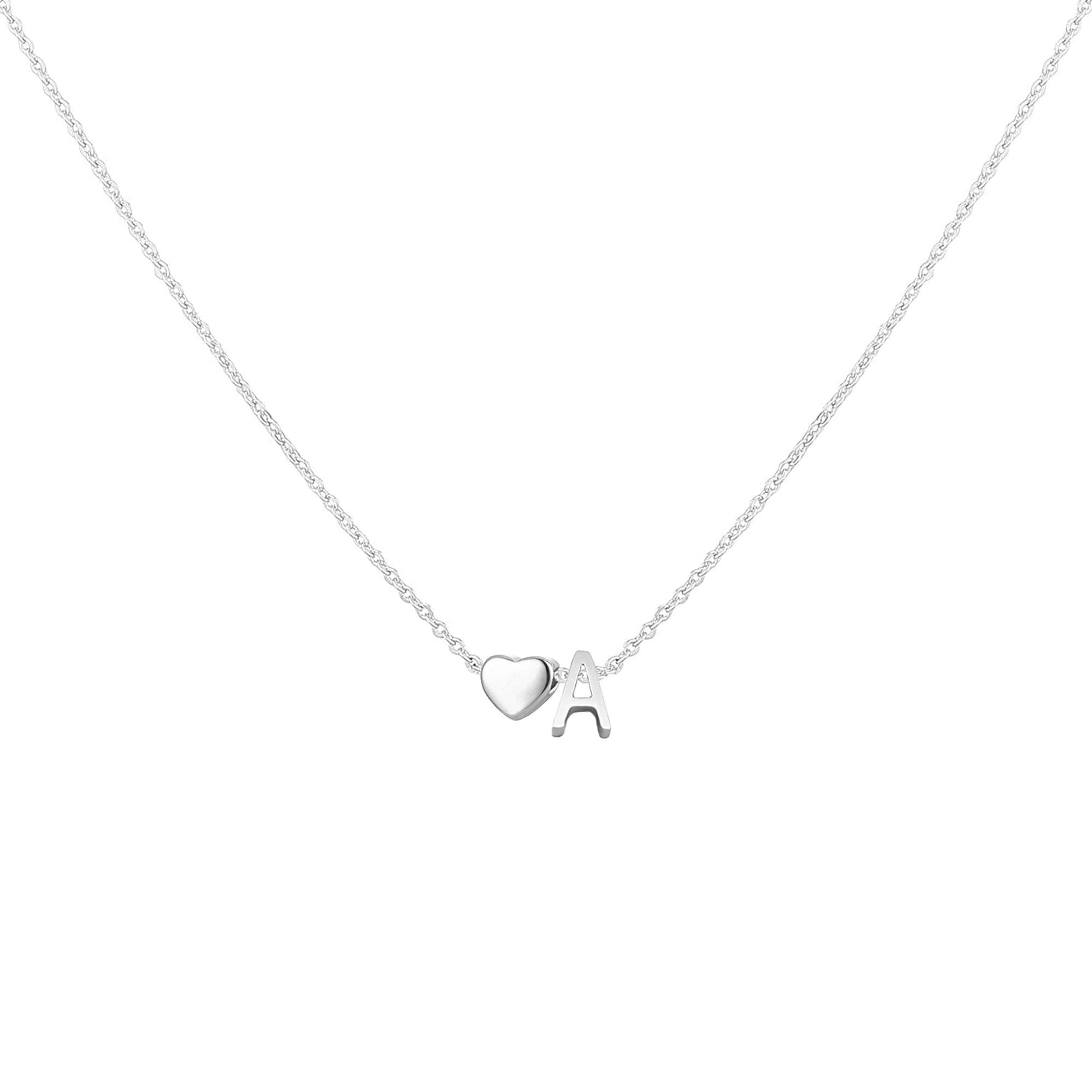 Dainty Heart Accented Letter Initial Necklace