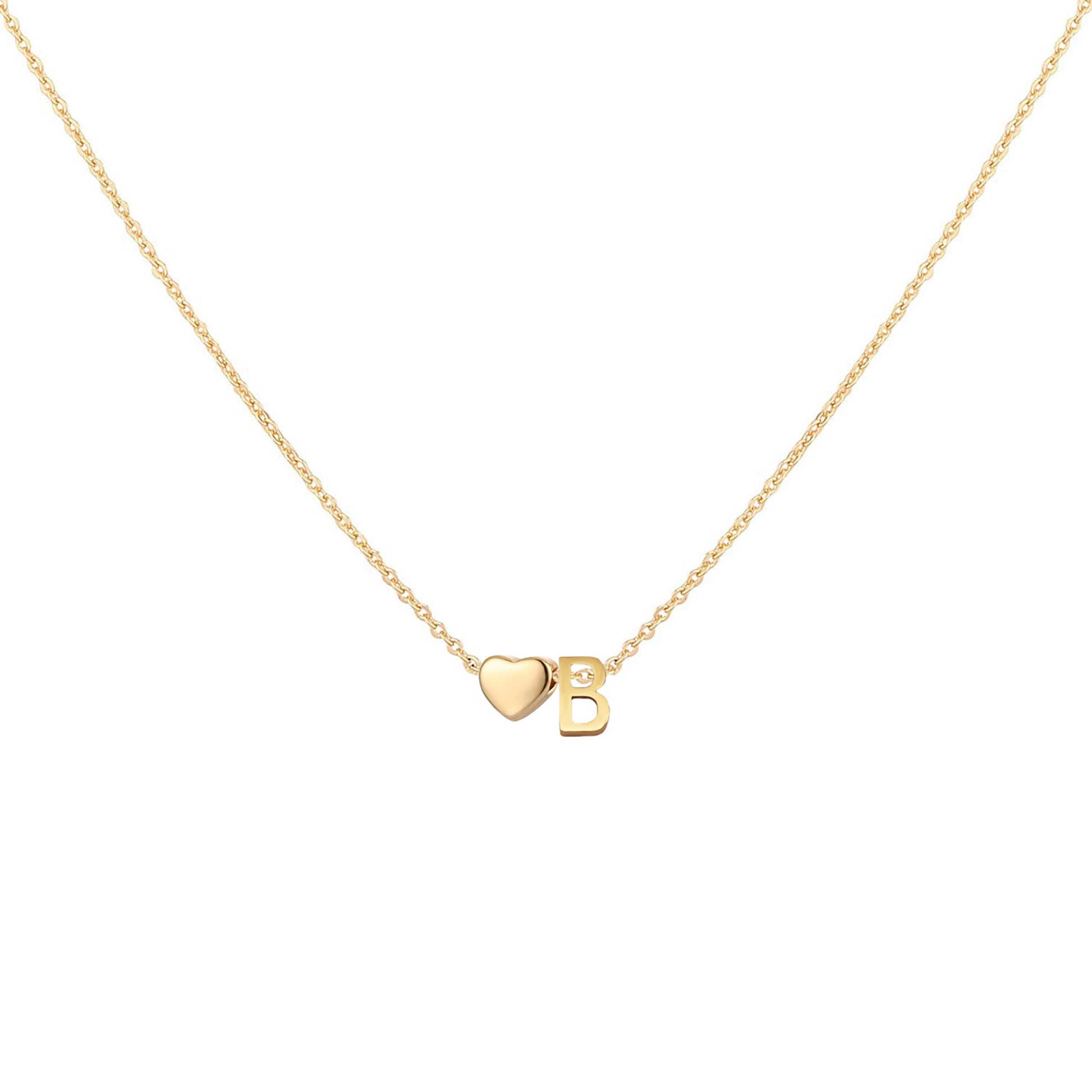 Dainty Heart Accented Letter Initial Necklace