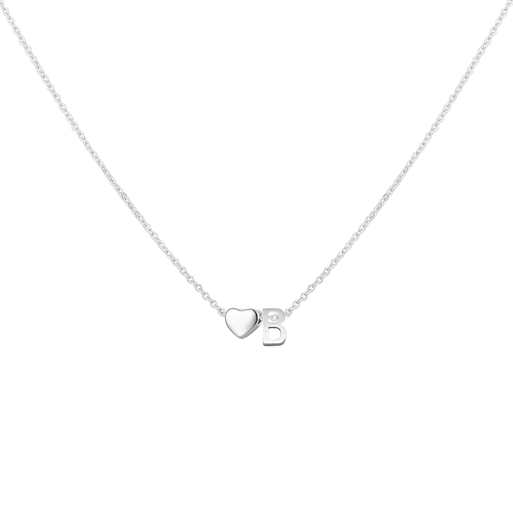 Dainty Heart Accented Letter Initial Necklace