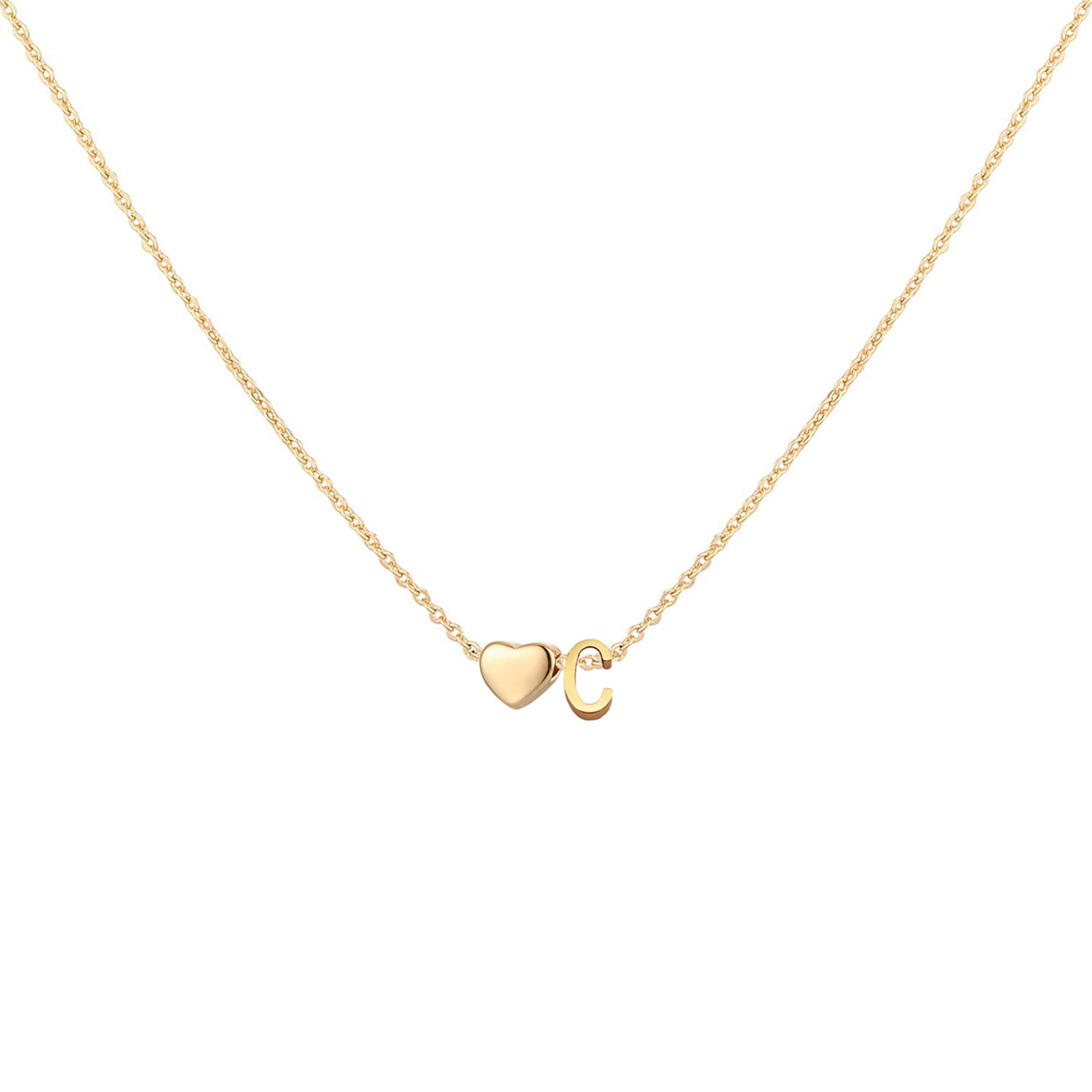 Dainty Heart Accented Letter Initial Necklace