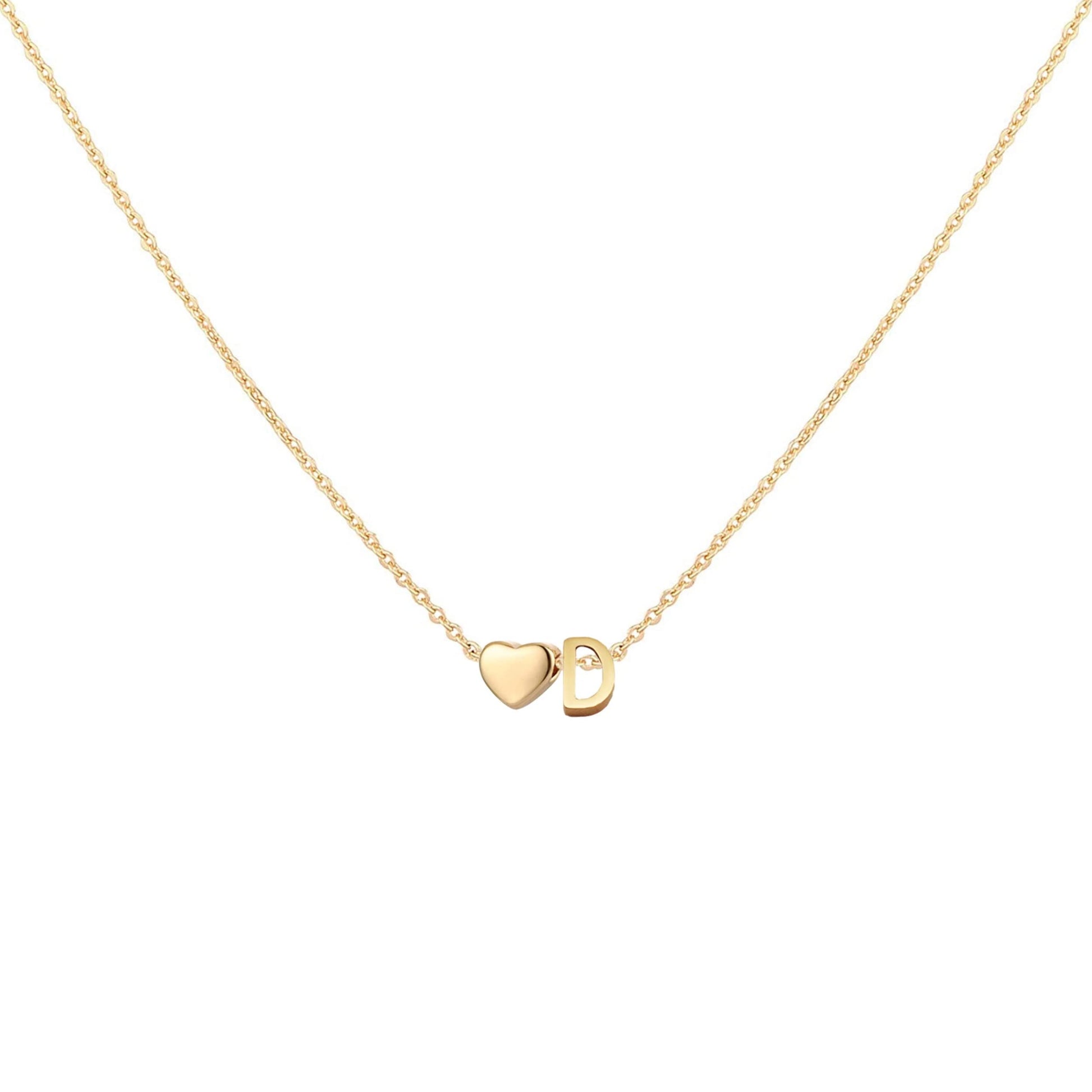 Dainty Heart Accented Letter Initial Necklace