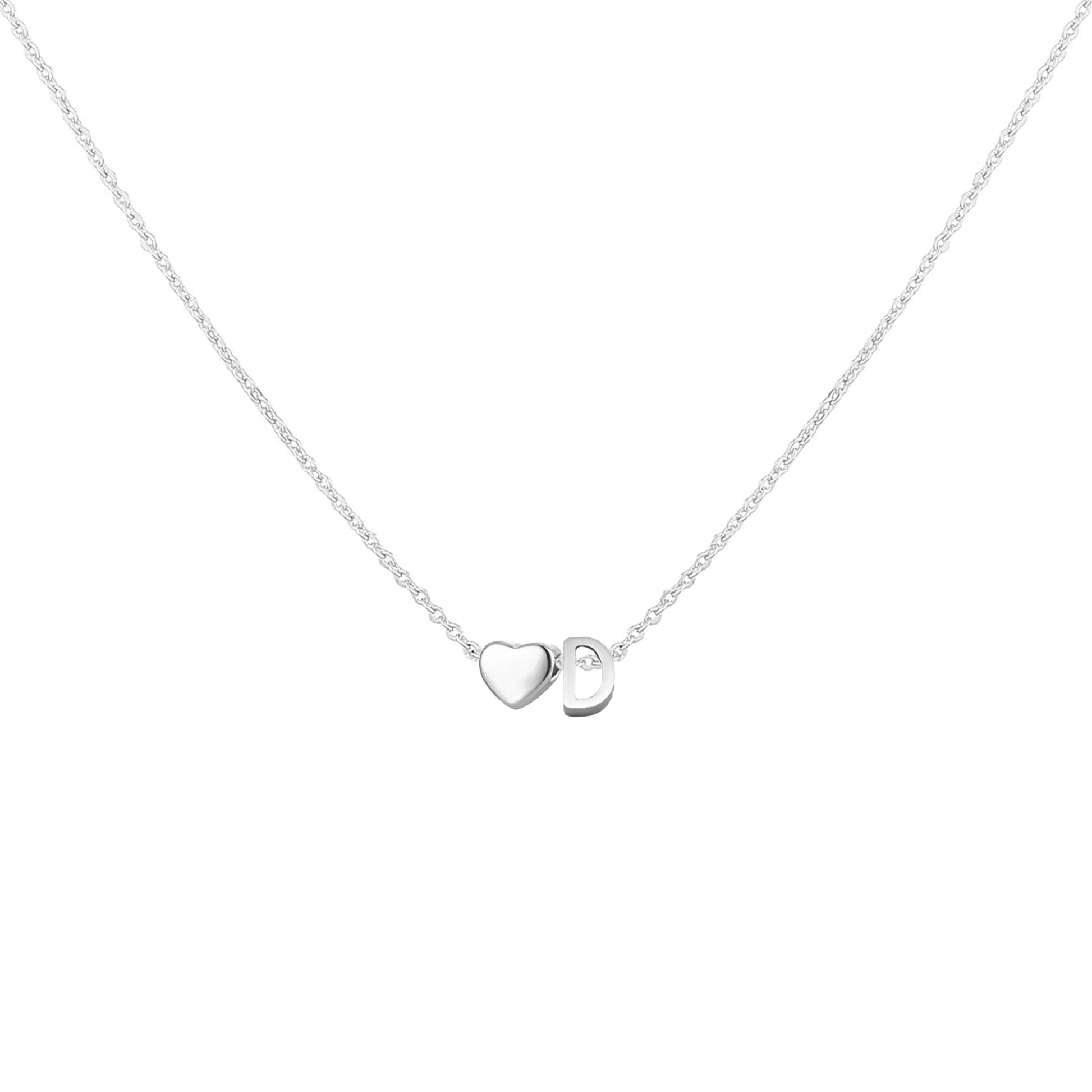 Dainty Heart Accented Letter Initial Necklace