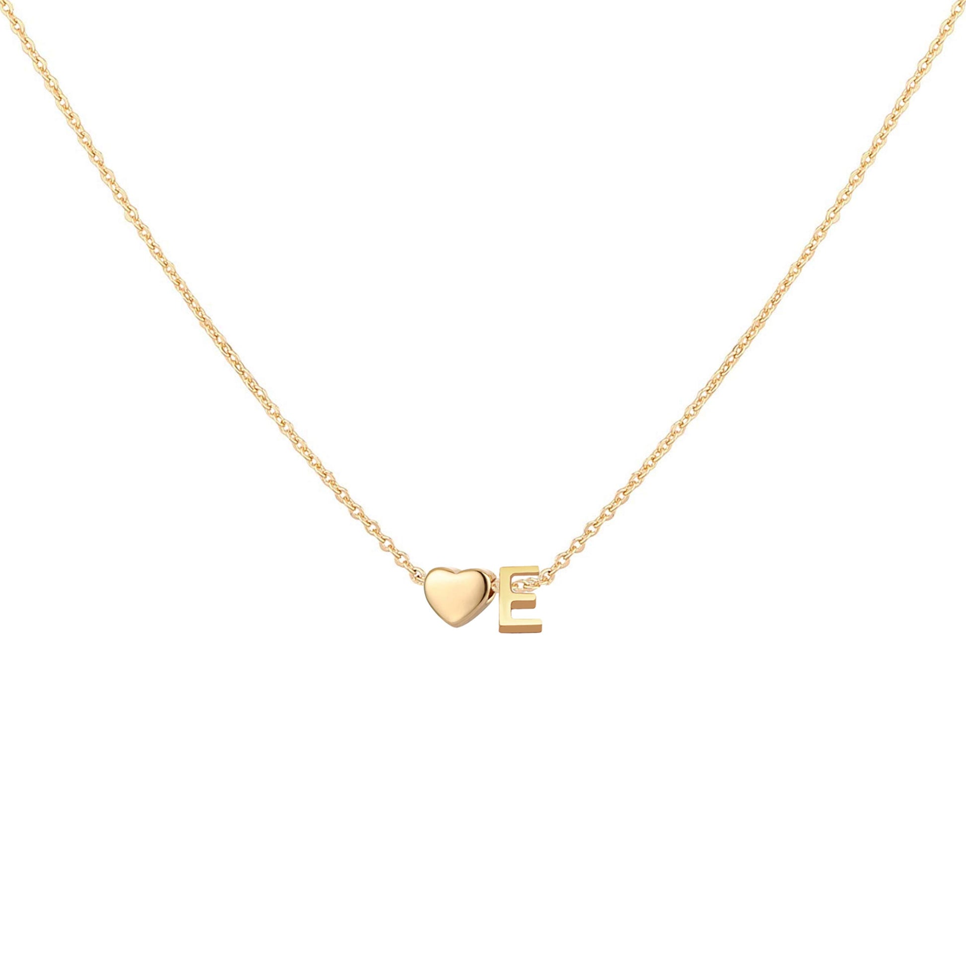Dainty Heart Accented Letter Initial Necklace