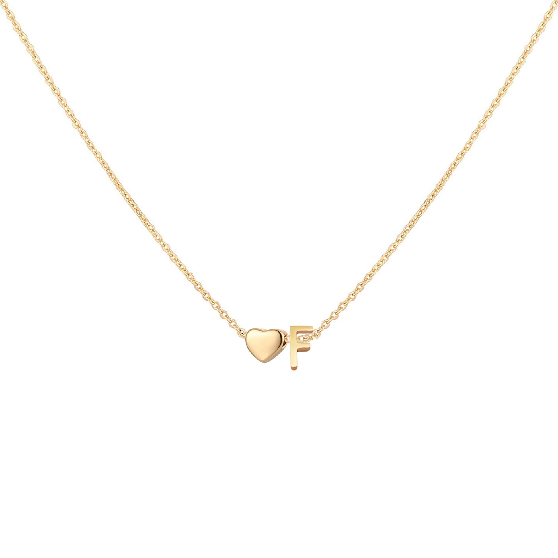Dainty Heart Accented Letter Initial Necklace