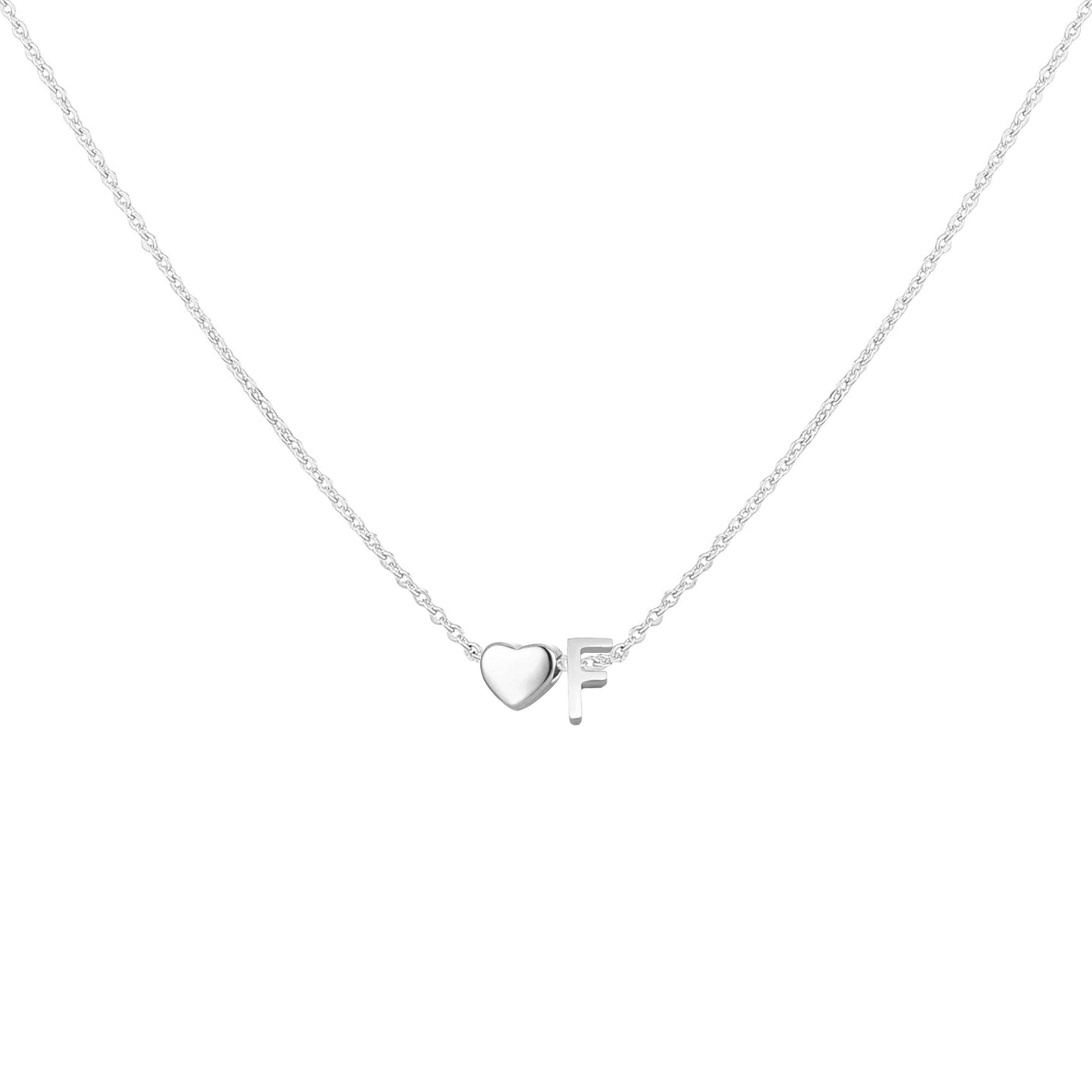 Dainty Heart Accented Letter Initial Necklace