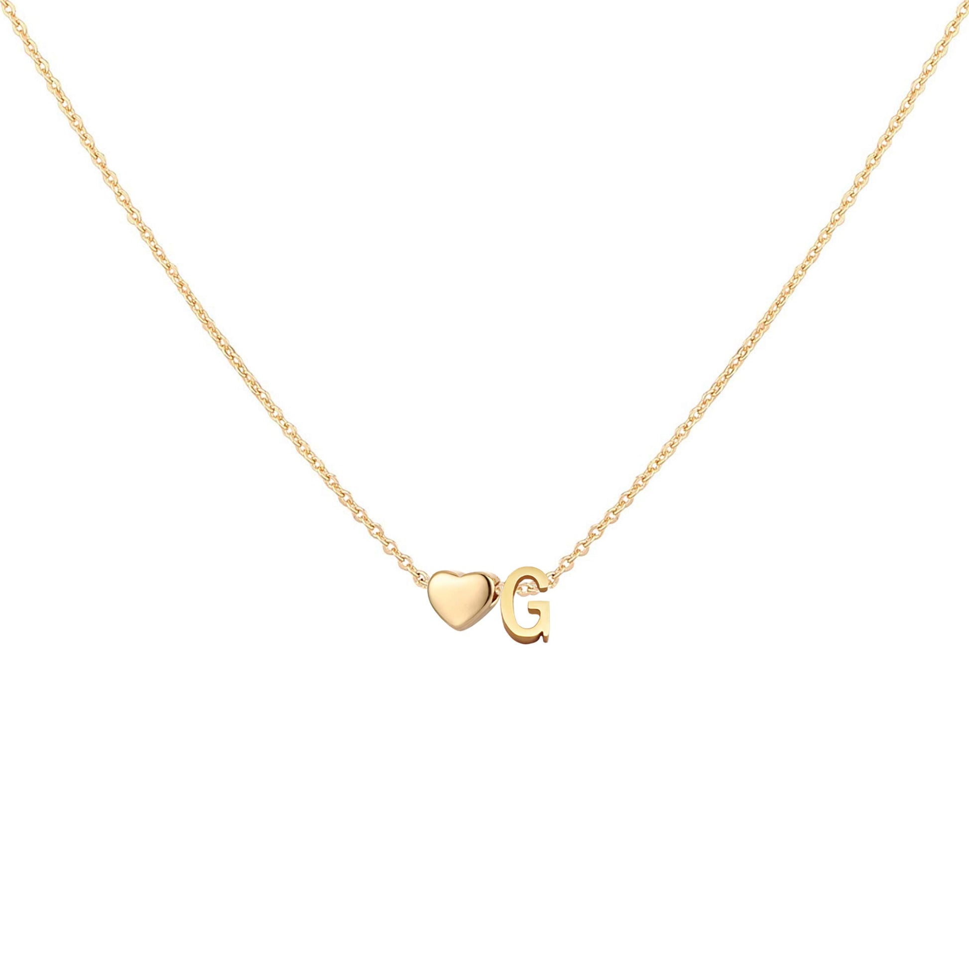 Dainty Heart Accented Letter Initial Necklace