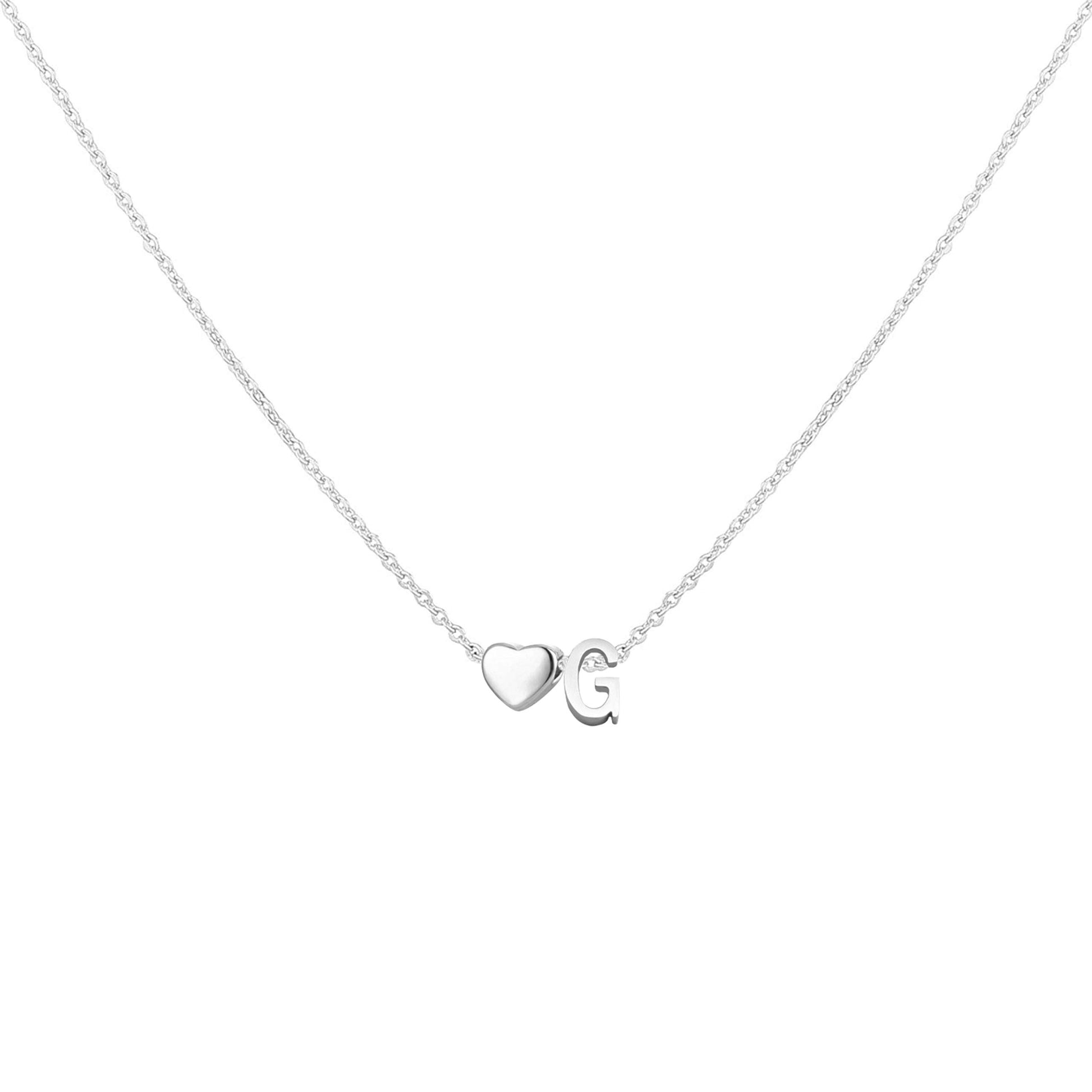 Dainty Heart Accented Letter Initial Necklace