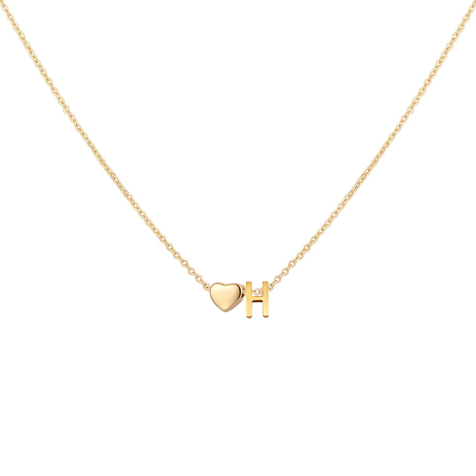 Dainty Heart Accented Letter Initial Necklace