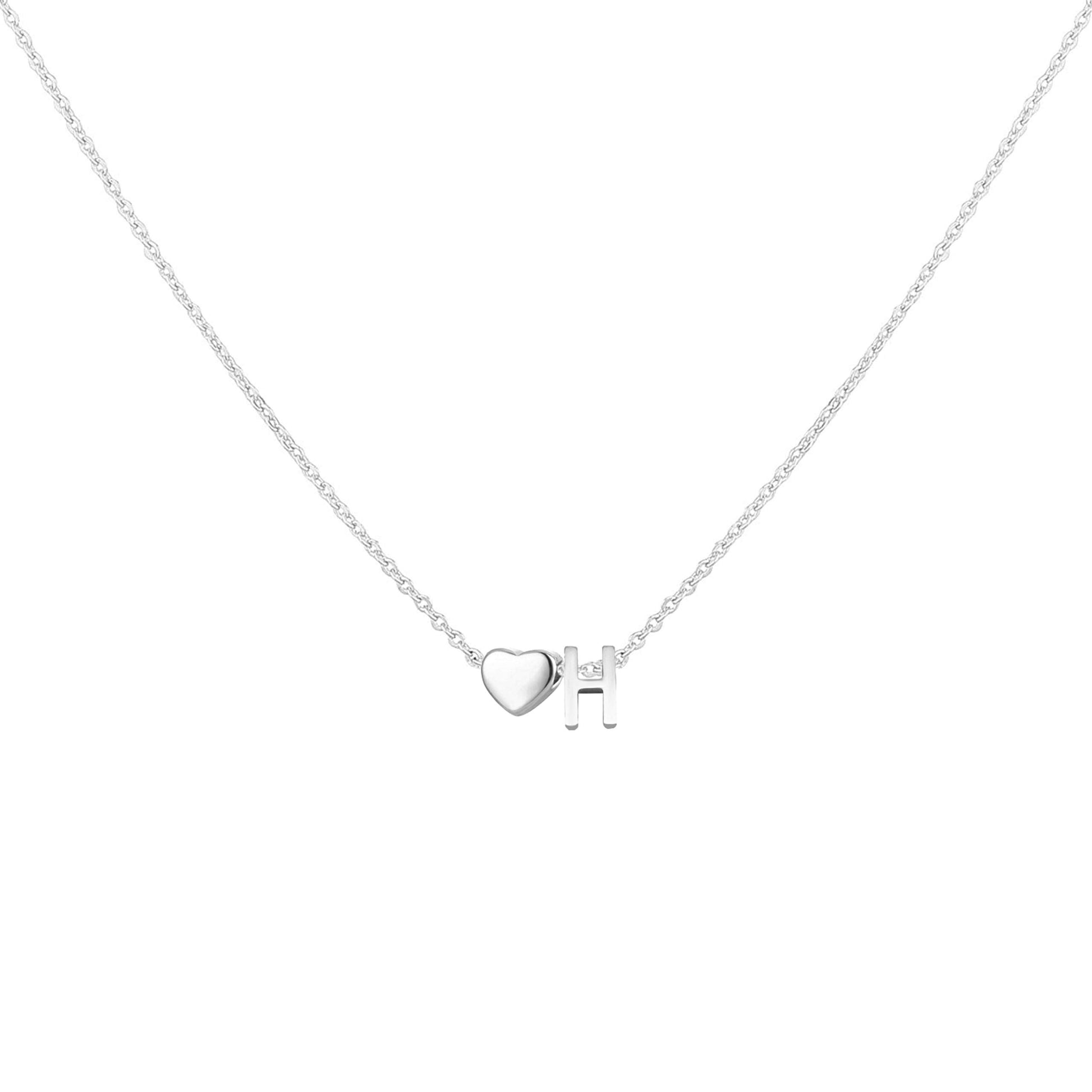 Dainty Heart Accented Letter Initial Necklace