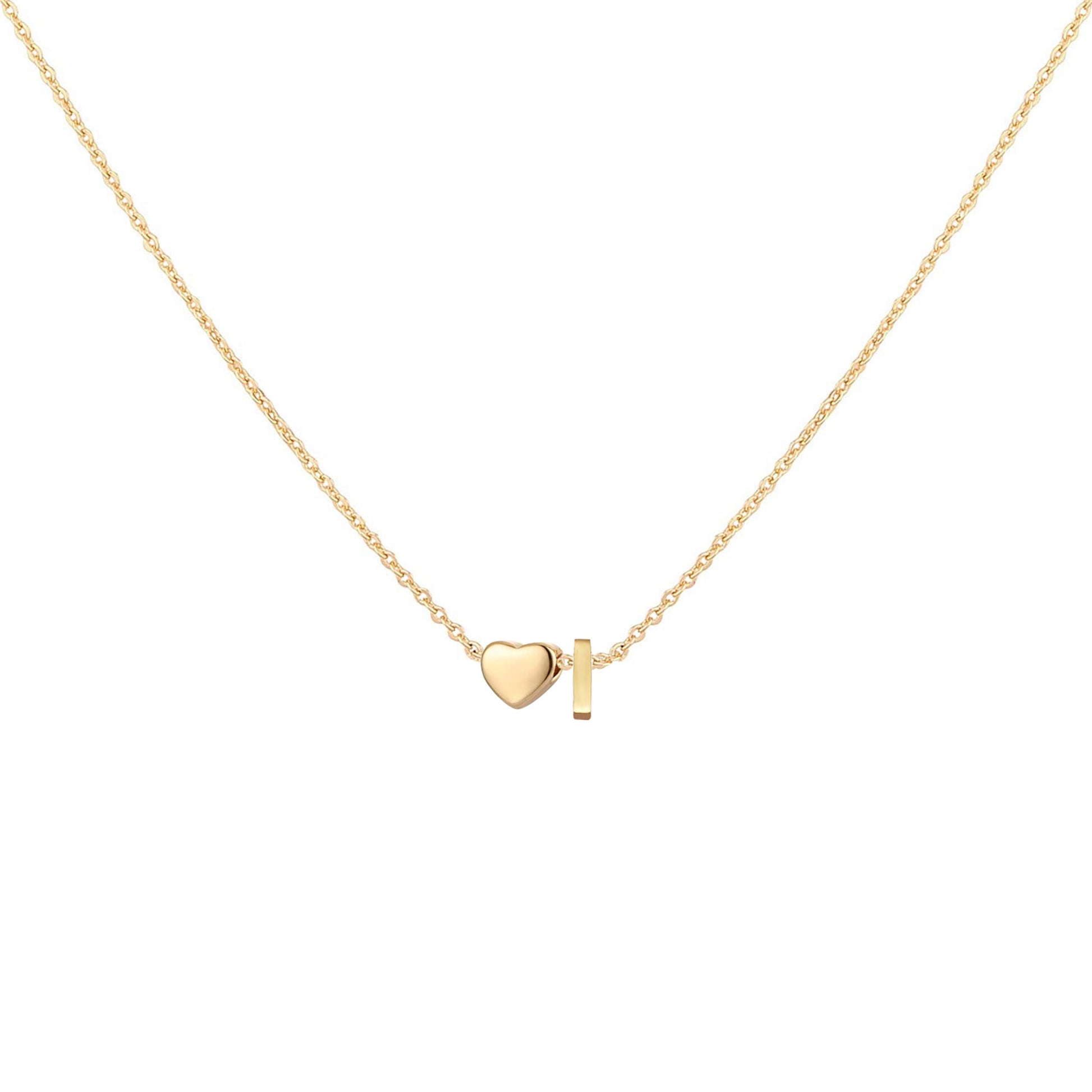 Dainty Heart Accented Letter Initial Necklace