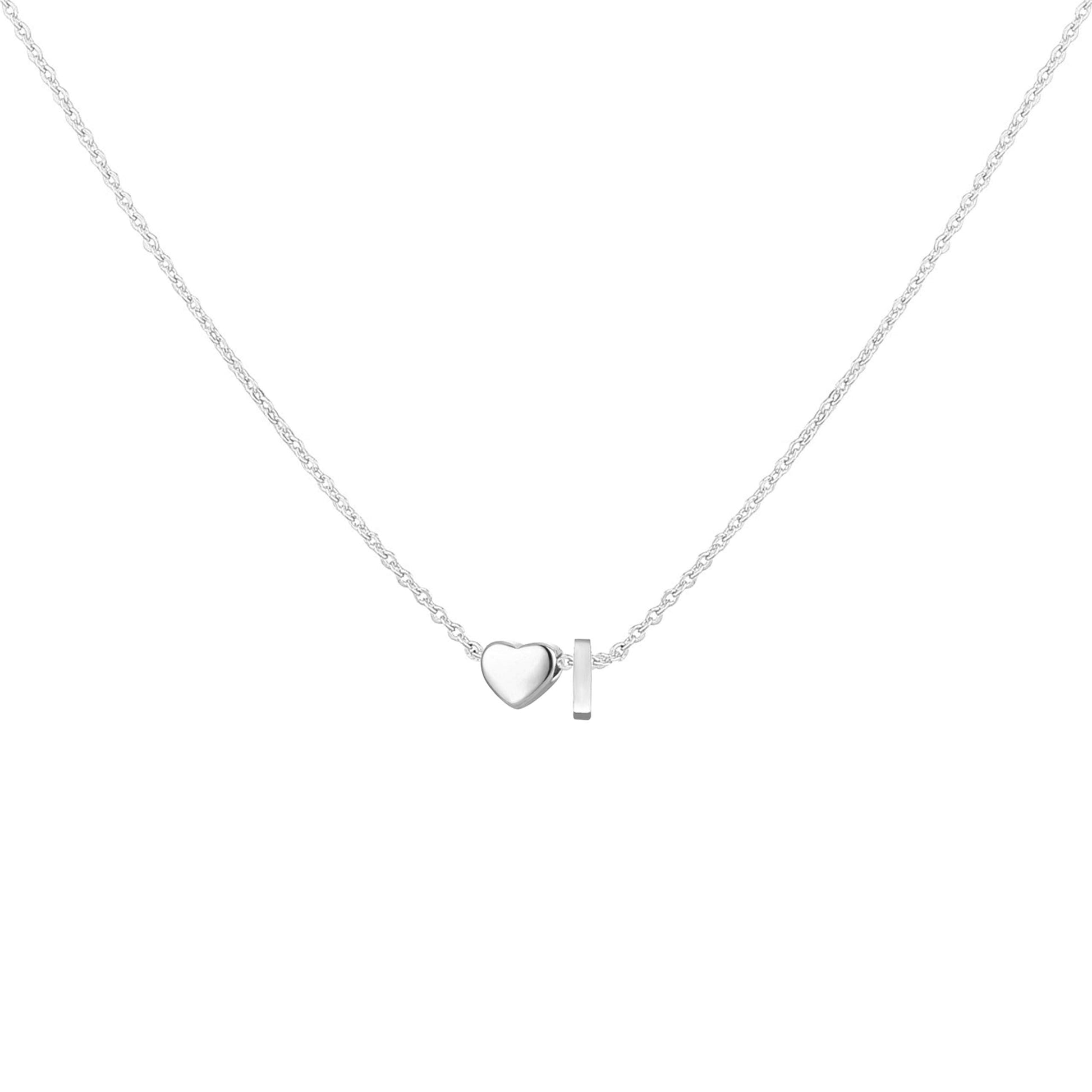 Dainty Heart Accented Letter Initial Necklace