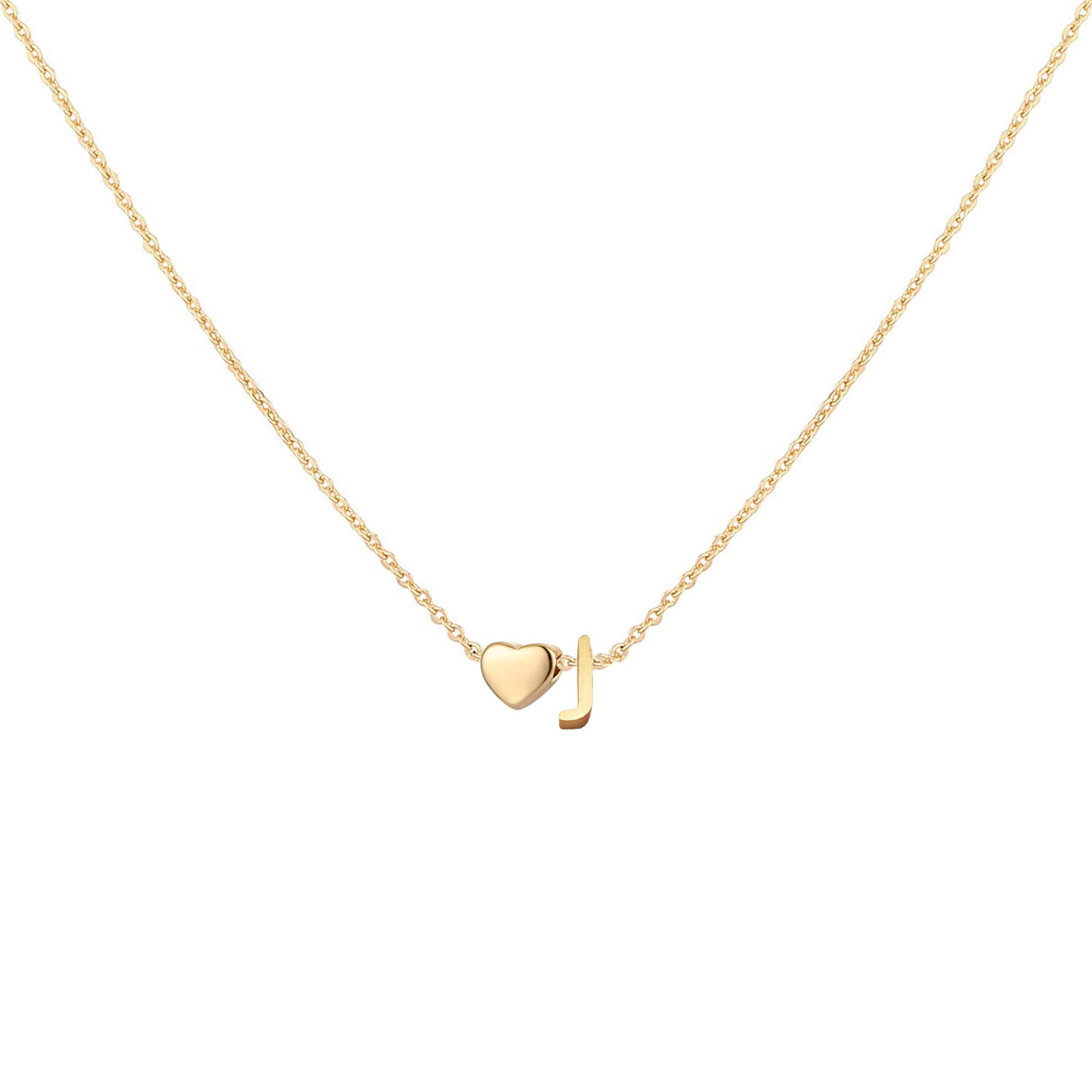 Dainty Heart Accented Letter Initial Necklace