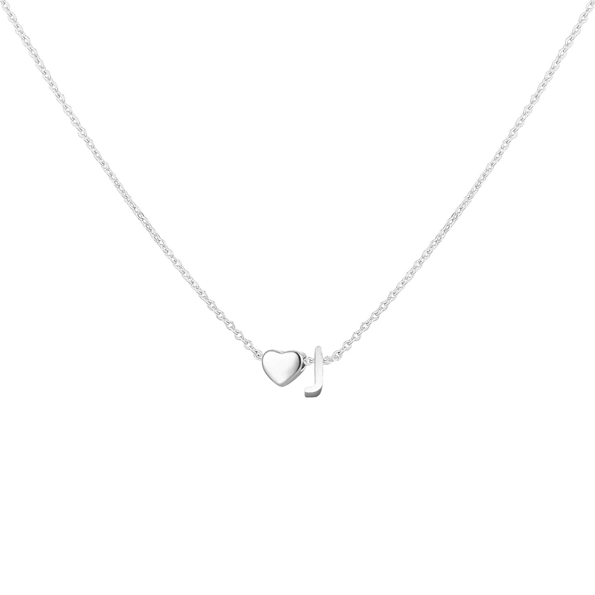 Dainty Heart Accented Letter Initial Necklace