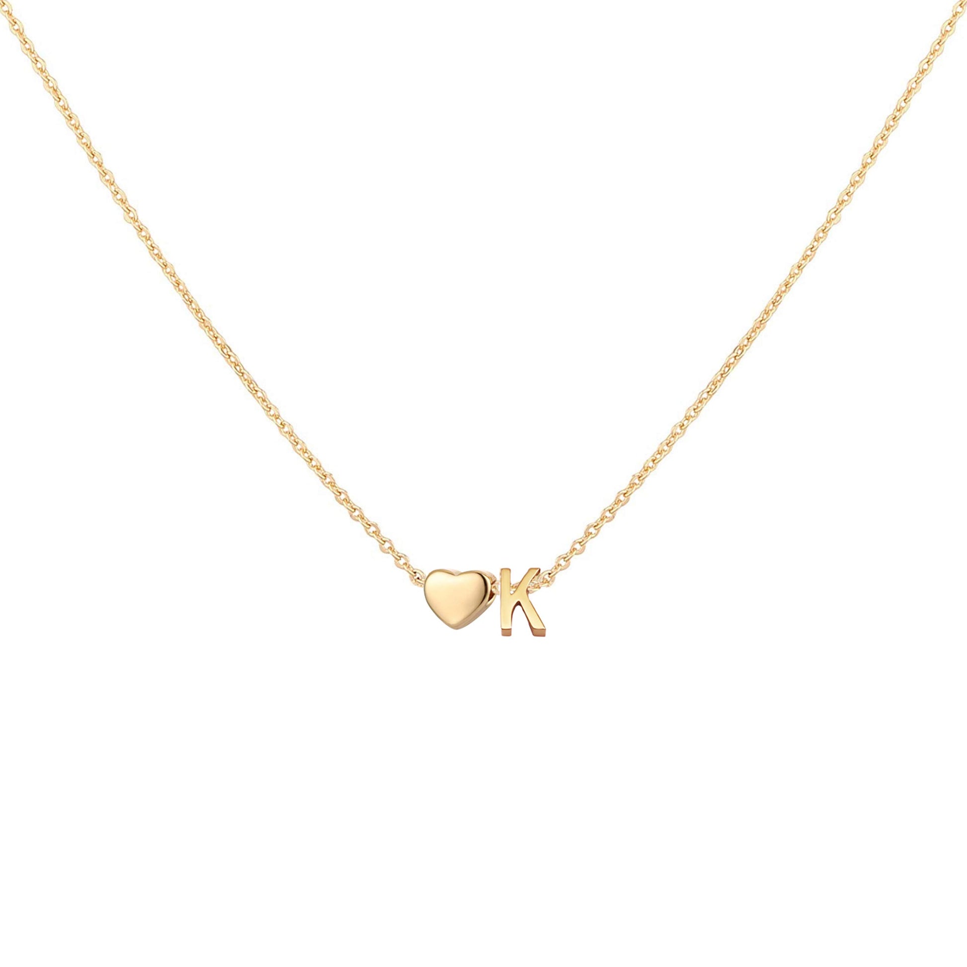 Dainty Heart Accented Letter Initial Necklace