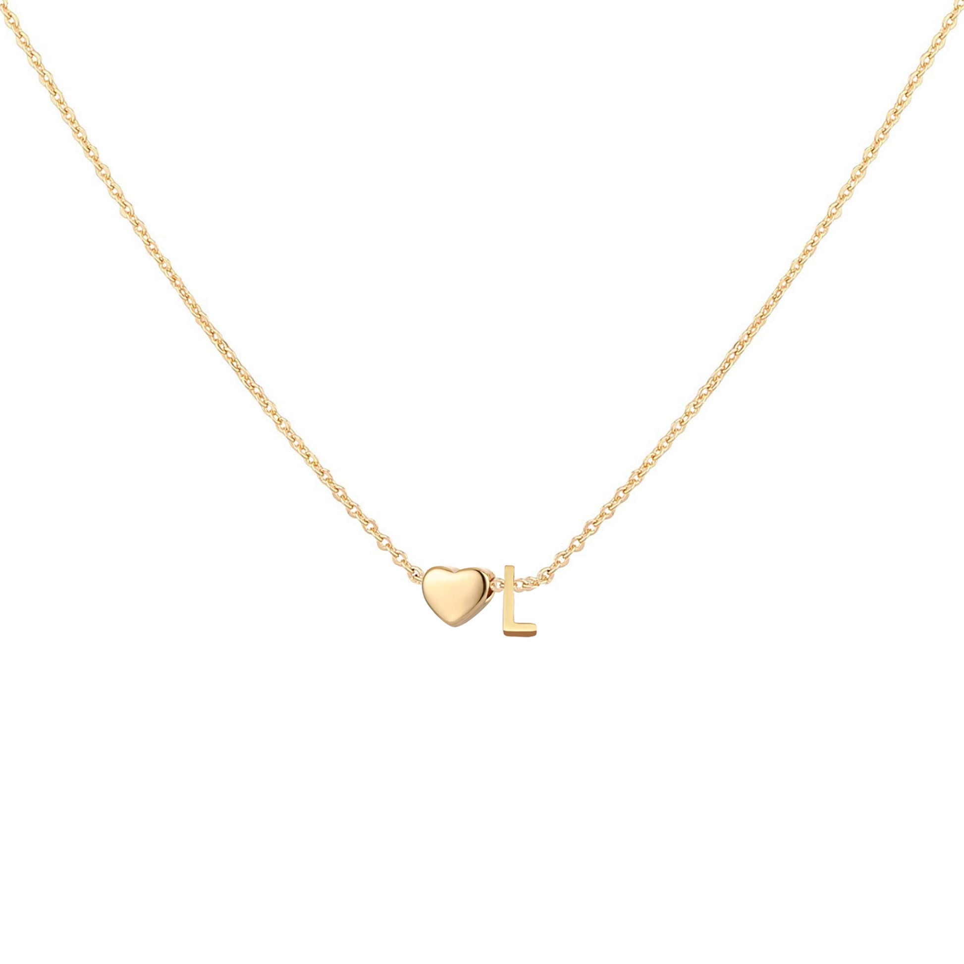 Dainty Heart Accented Letter Initial Necklace