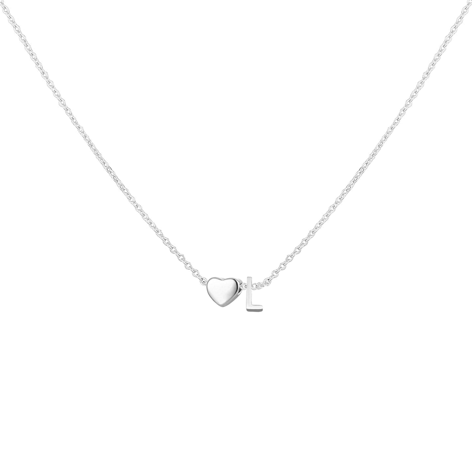 Dainty Heart Accented Letter Initial Necklace