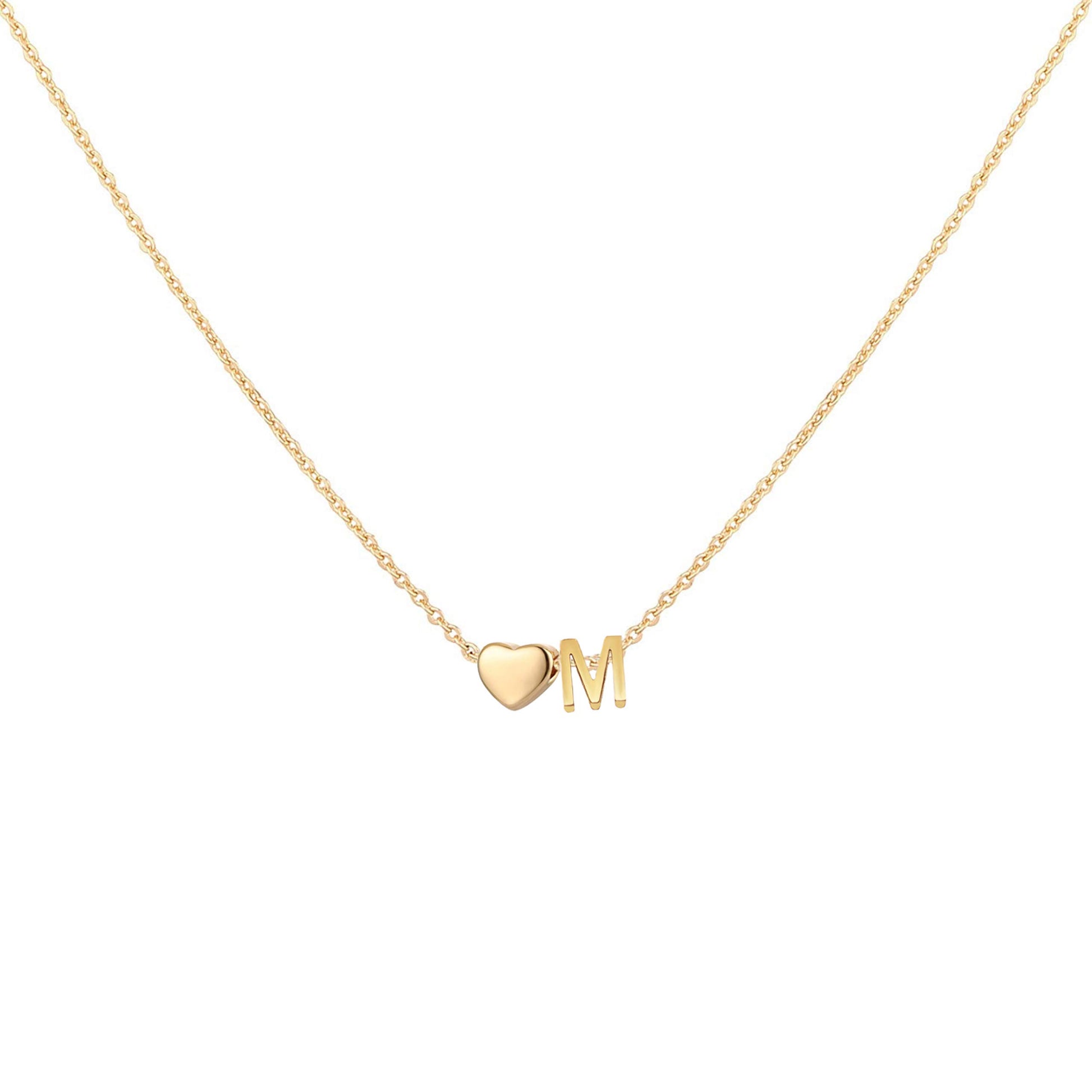 Dainty Heart Accented Letter Initial Necklace