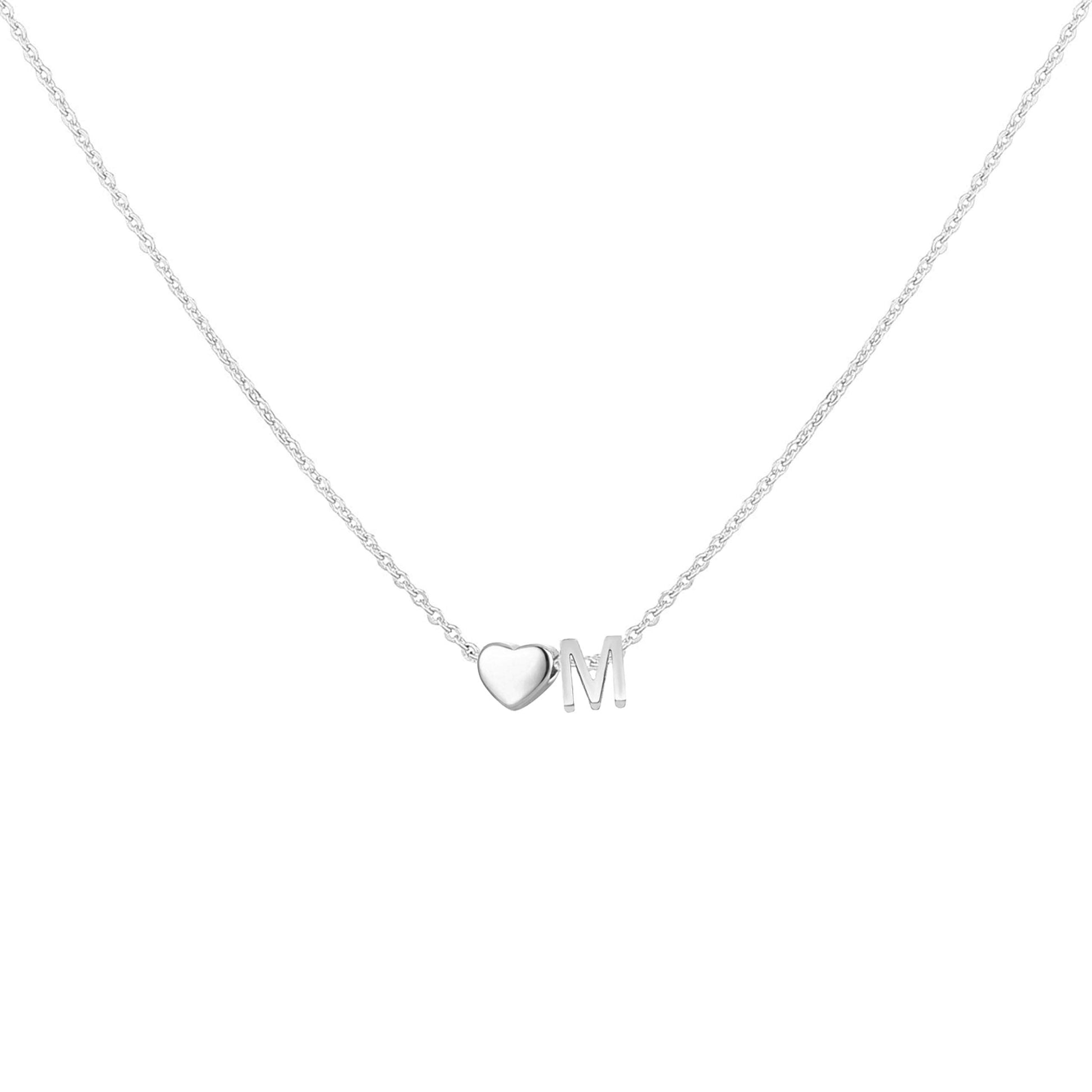 Dainty Heart Accented Letter Initial Necklace