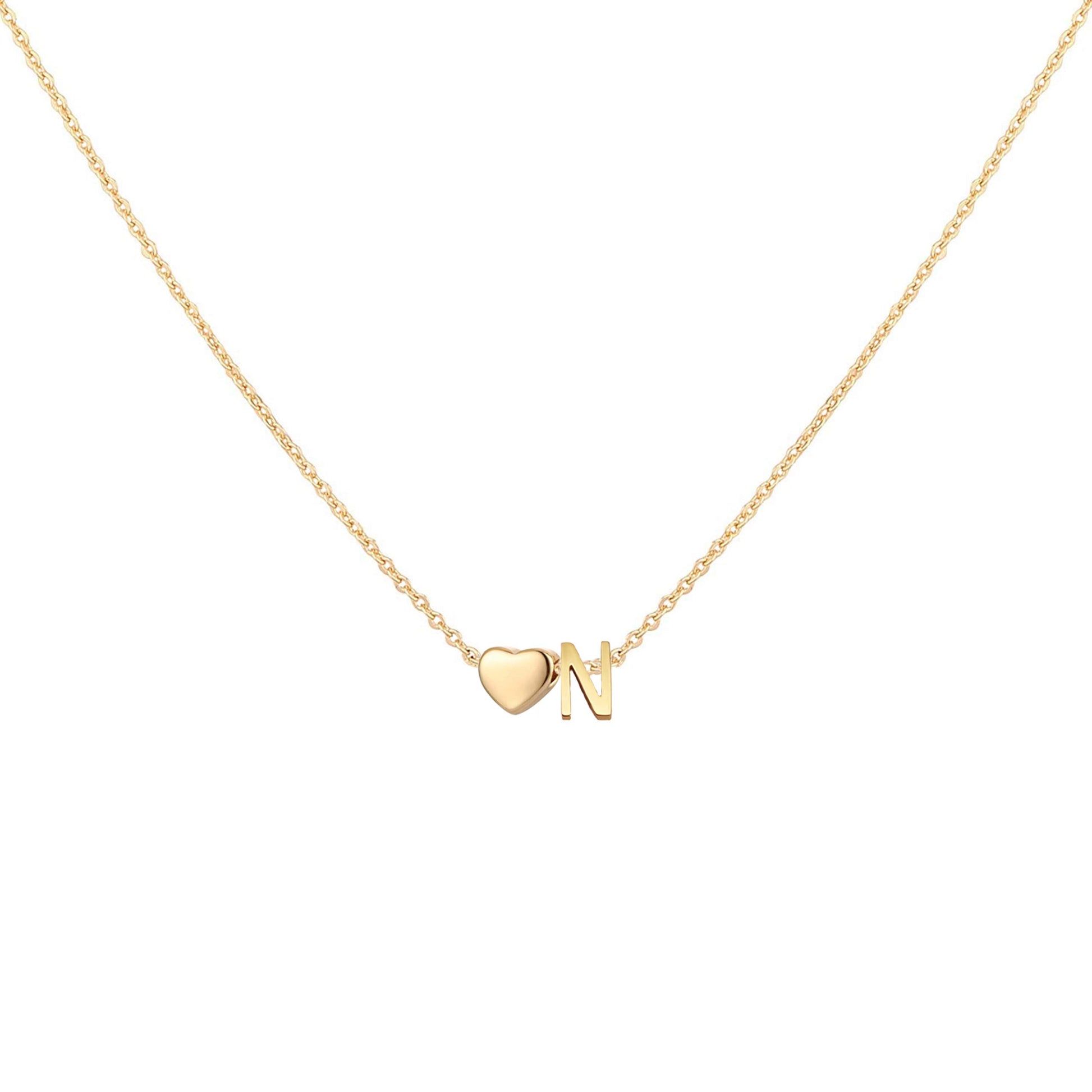 Dainty Heart Accented Letter Initial Necklace