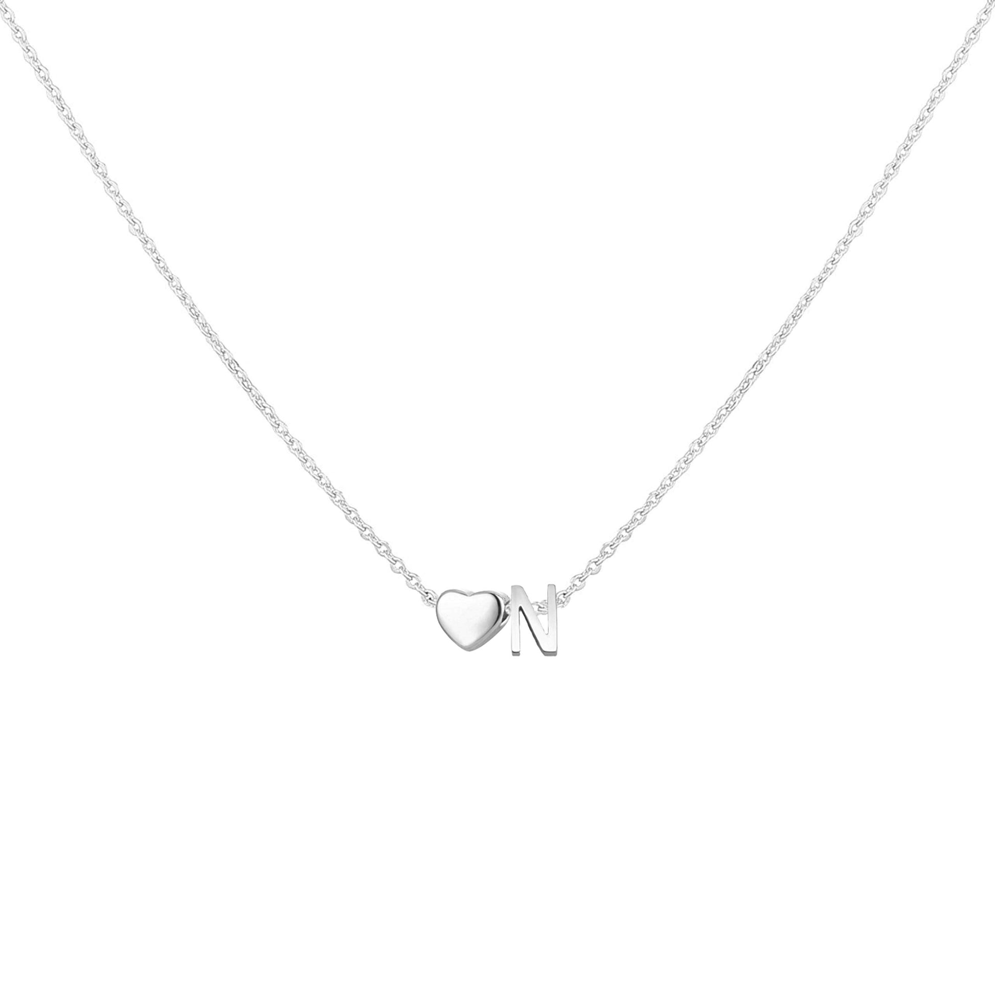 Dainty Heart Accented Letter Initial Necklace