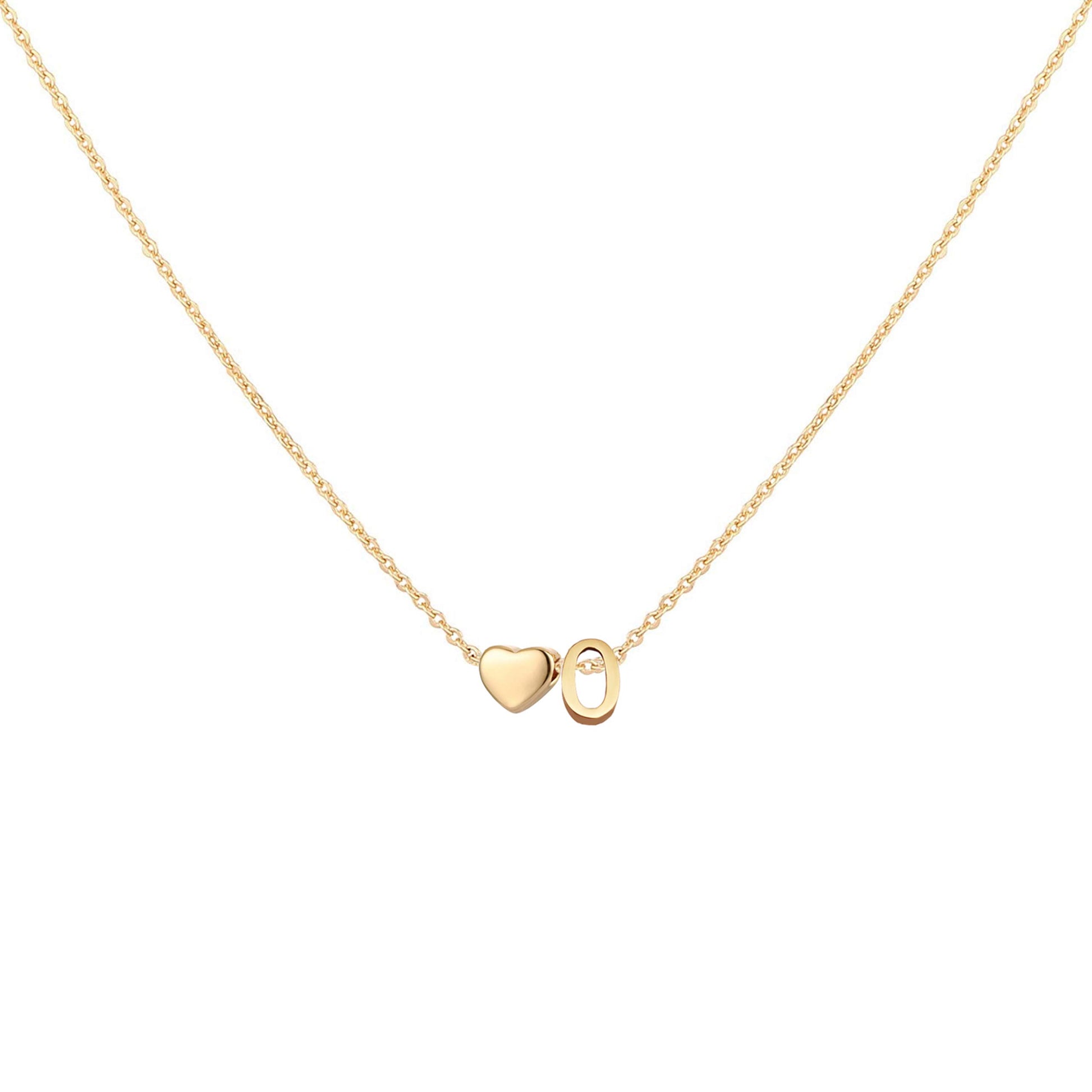 Dainty Heart Accented Letter Initial Necklace