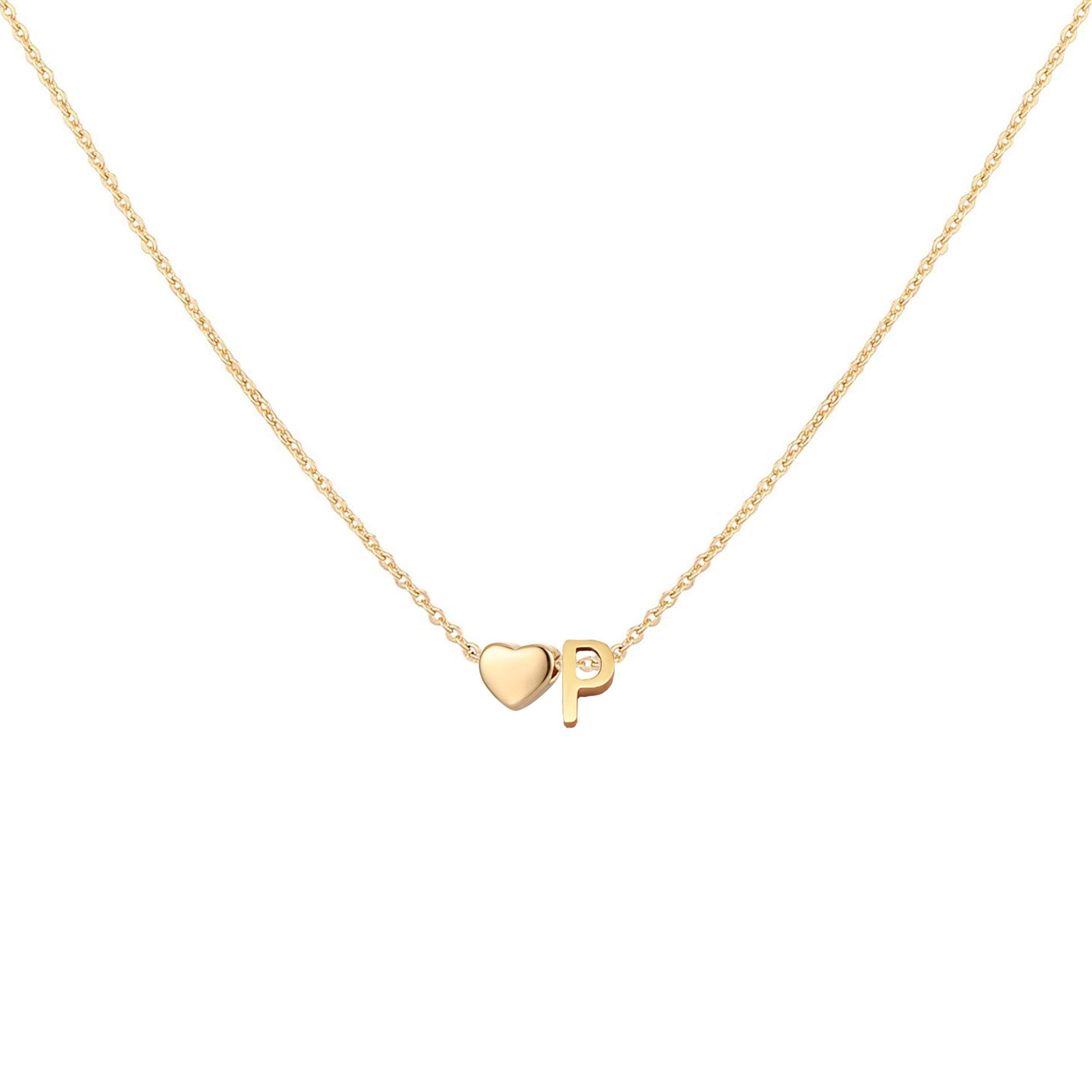Dainty Heart Accented Letter Initial Necklace