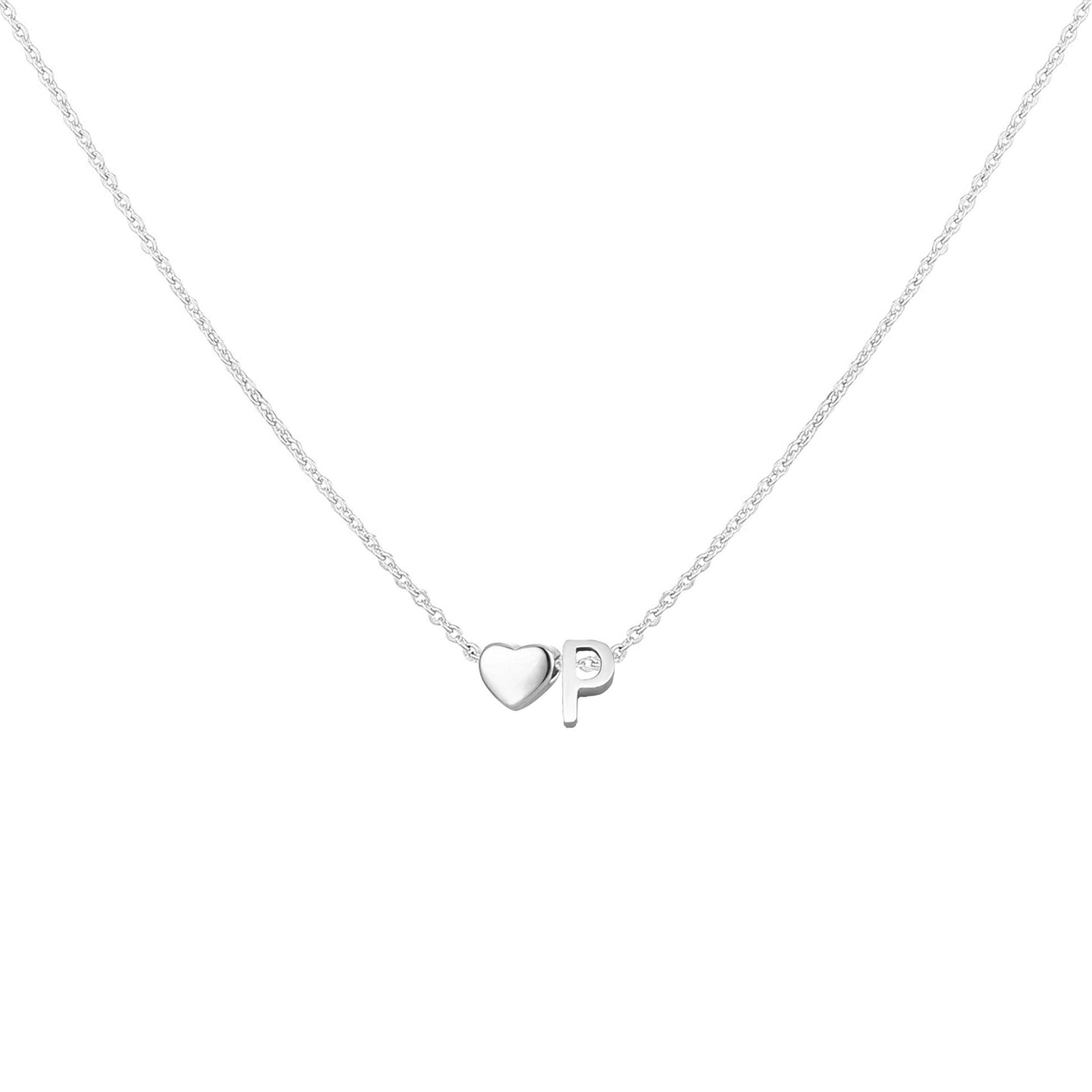 Dainty Heart Accented Letter Initial Necklace