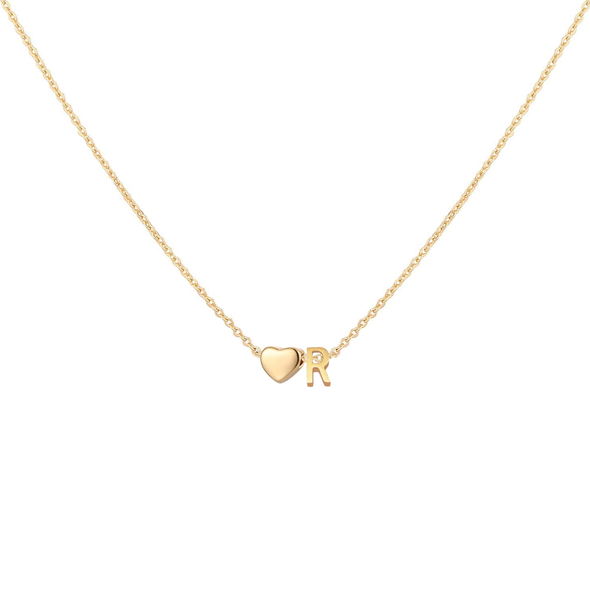 Dainty Heart Accented Letter Initial Necklace