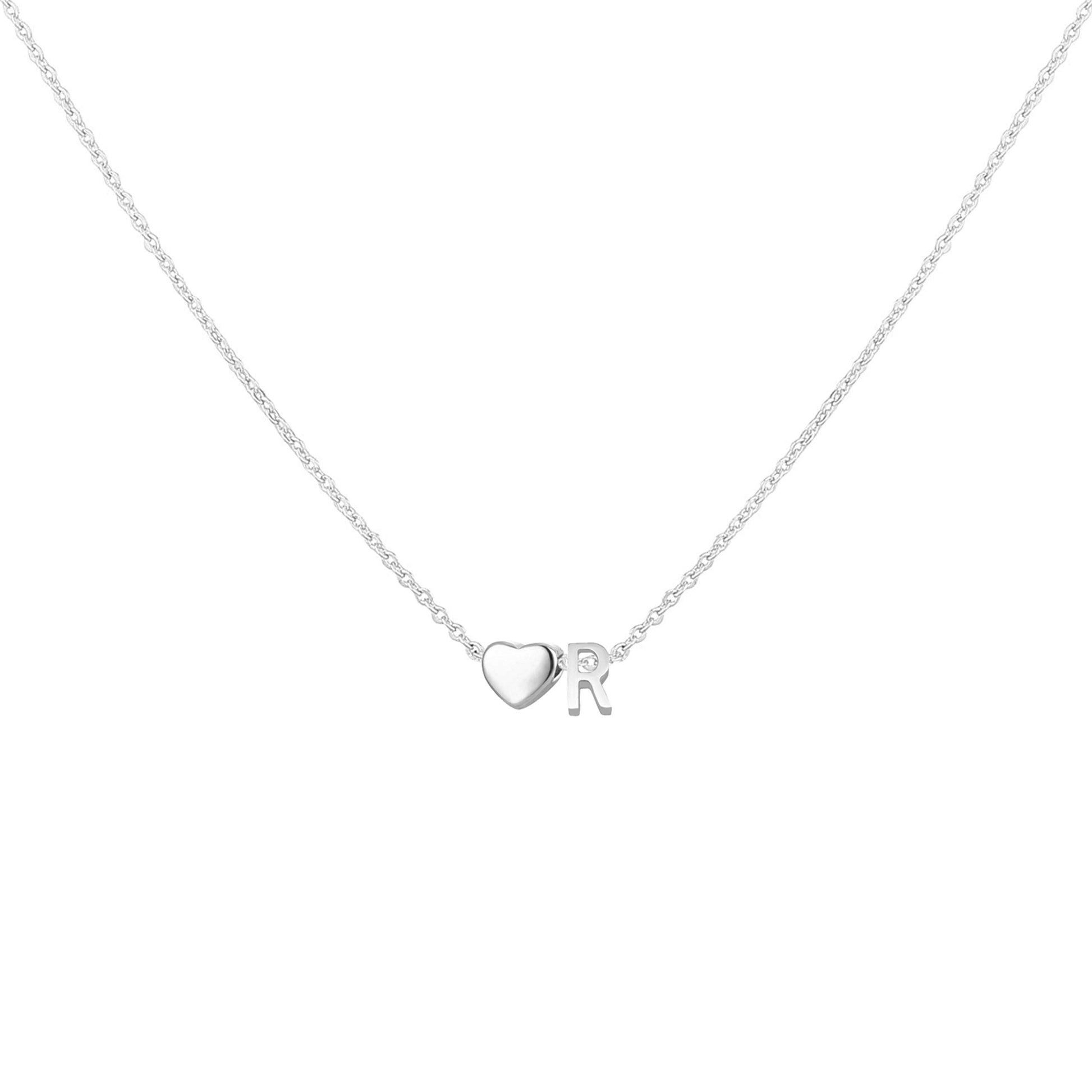 Dainty Heart Accented Letter Initial Necklace