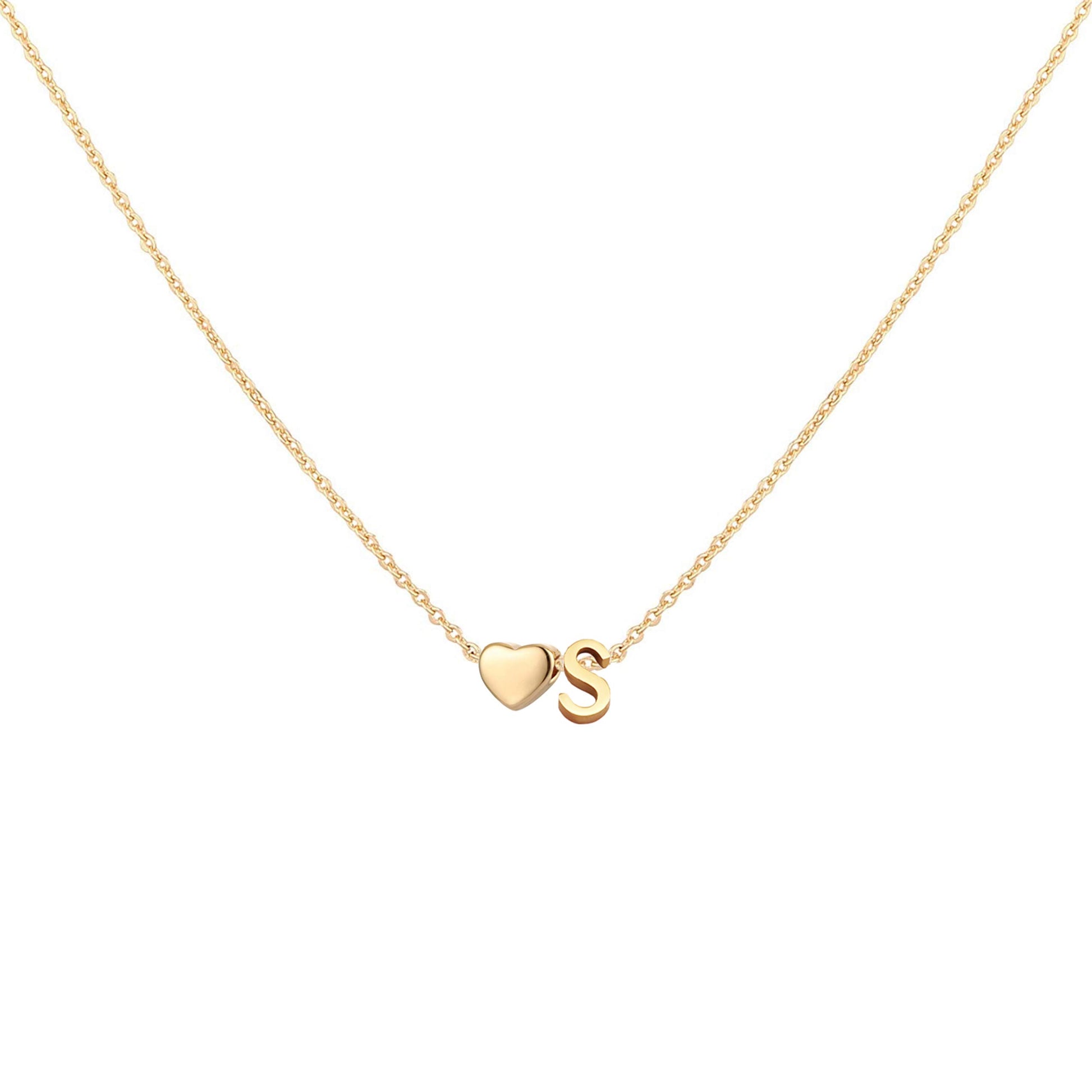 Dainty Heart Accented Letter Initial Necklace