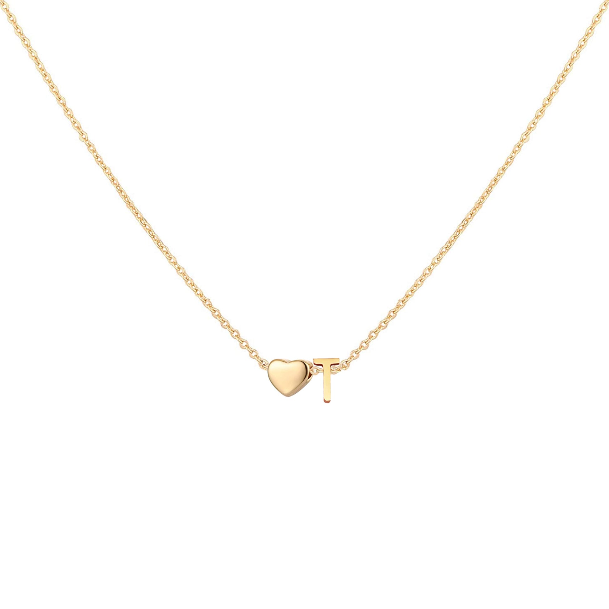 Dainty Heart Accented Letter Initial Necklace