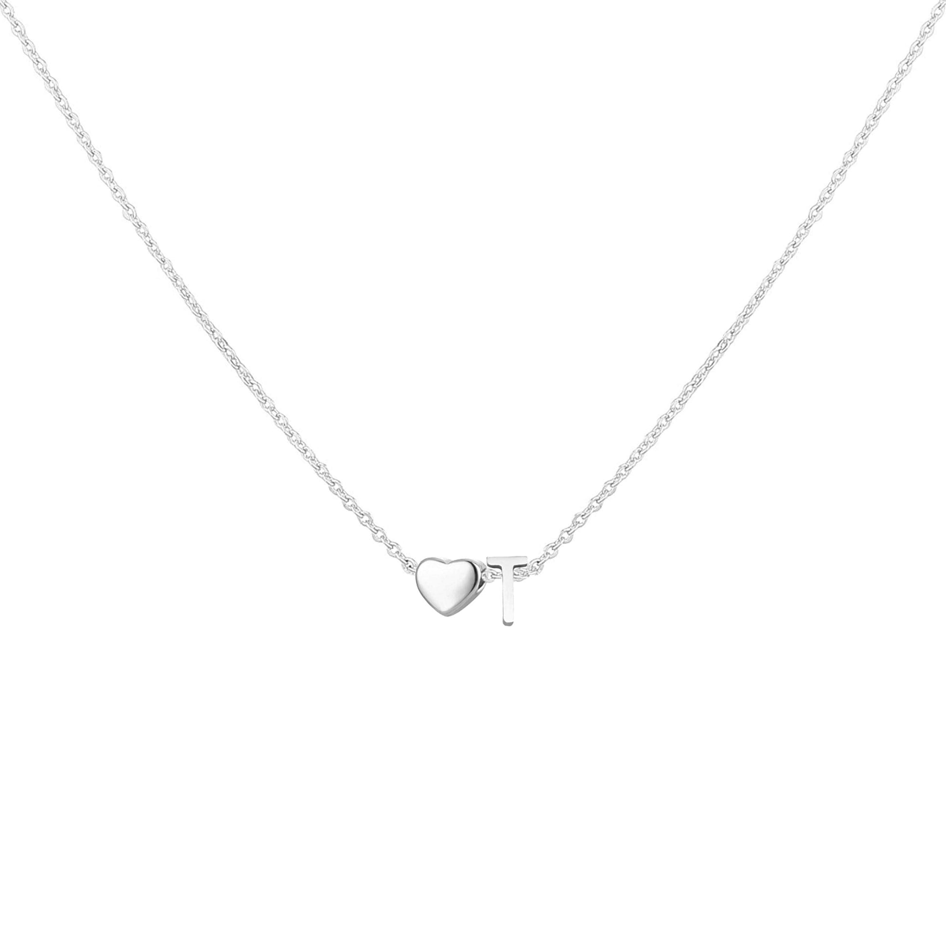 Dainty Heart Accented Letter Initial Necklace