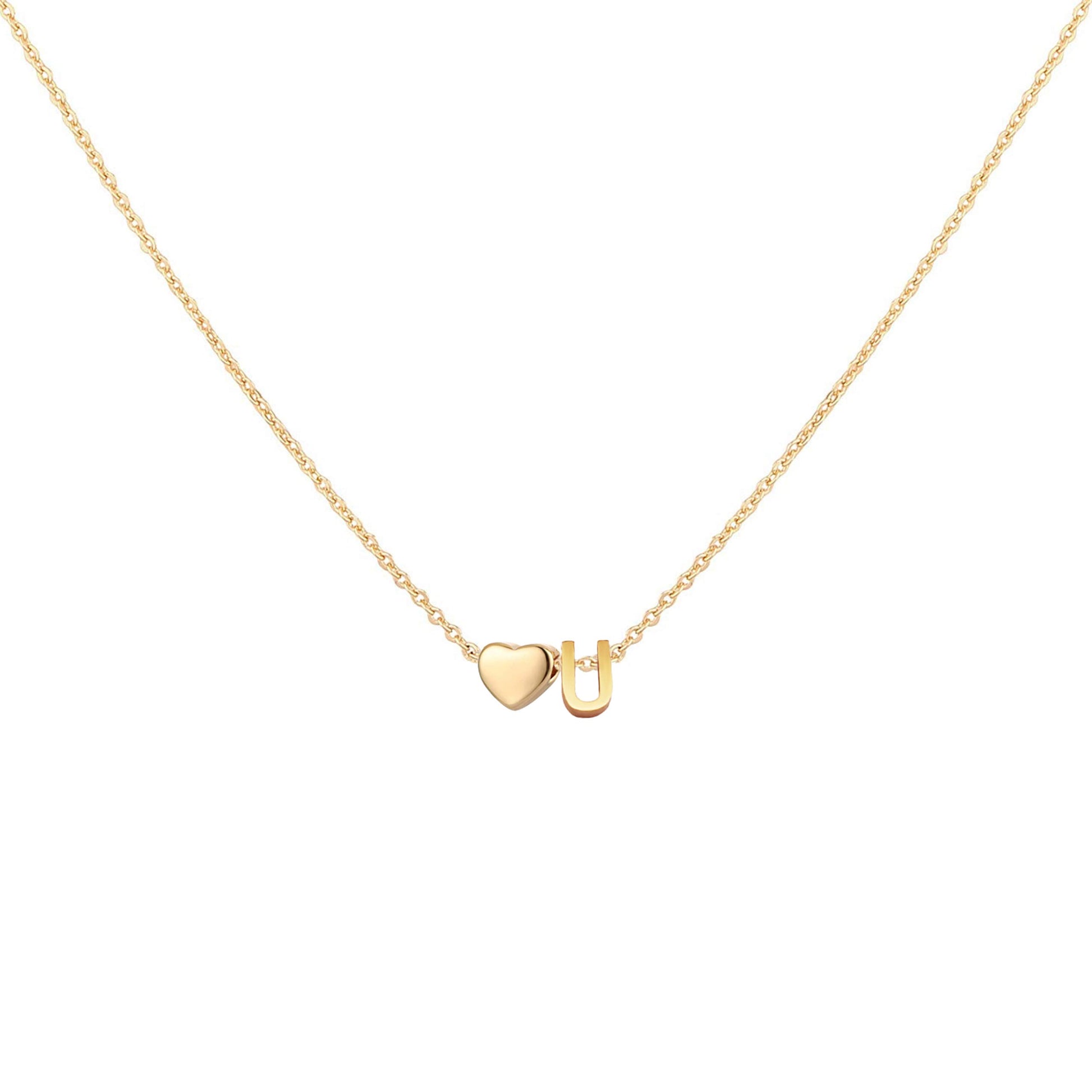Dainty Heart Accented Letter Initial Necklace