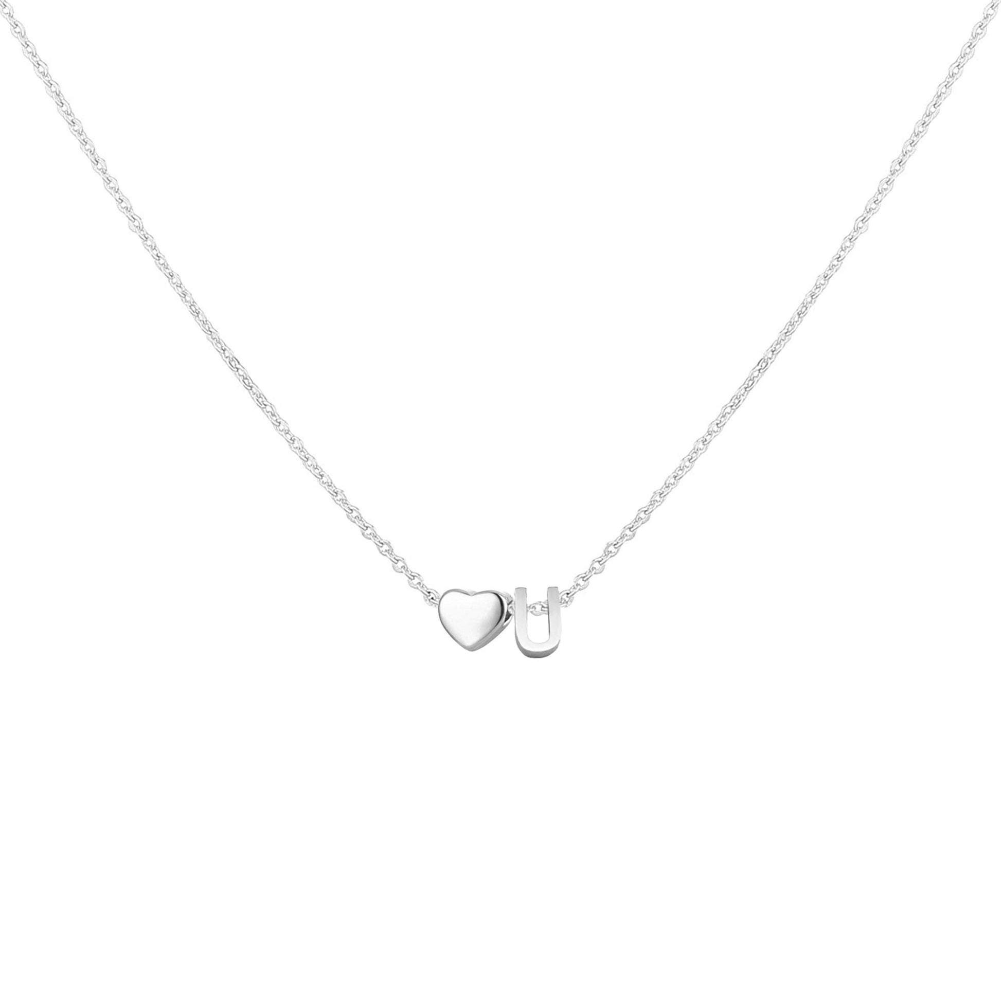 Dainty Heart Accented Letter Initial Necklace