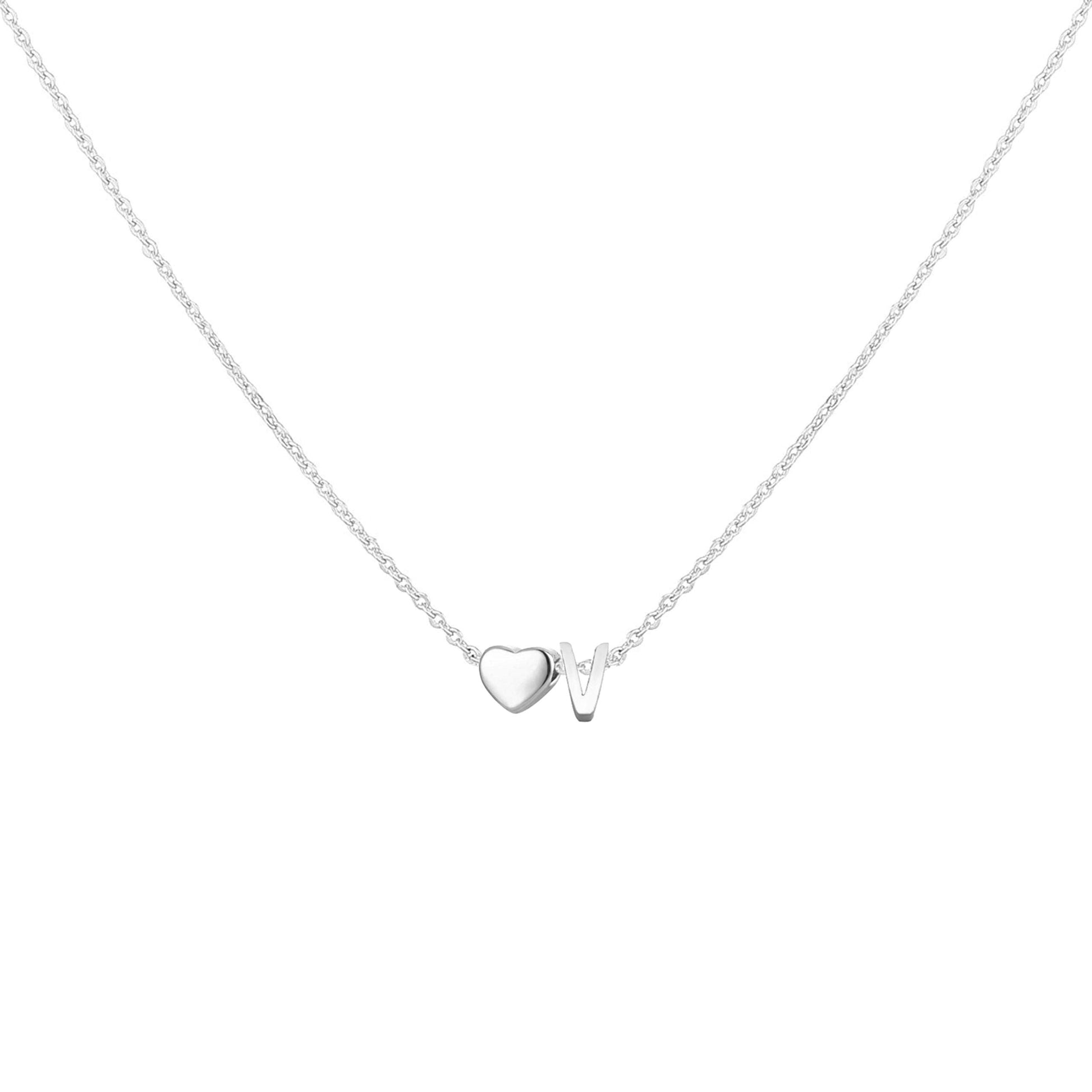 Dainty Heart Accented Letter Initial Necklace