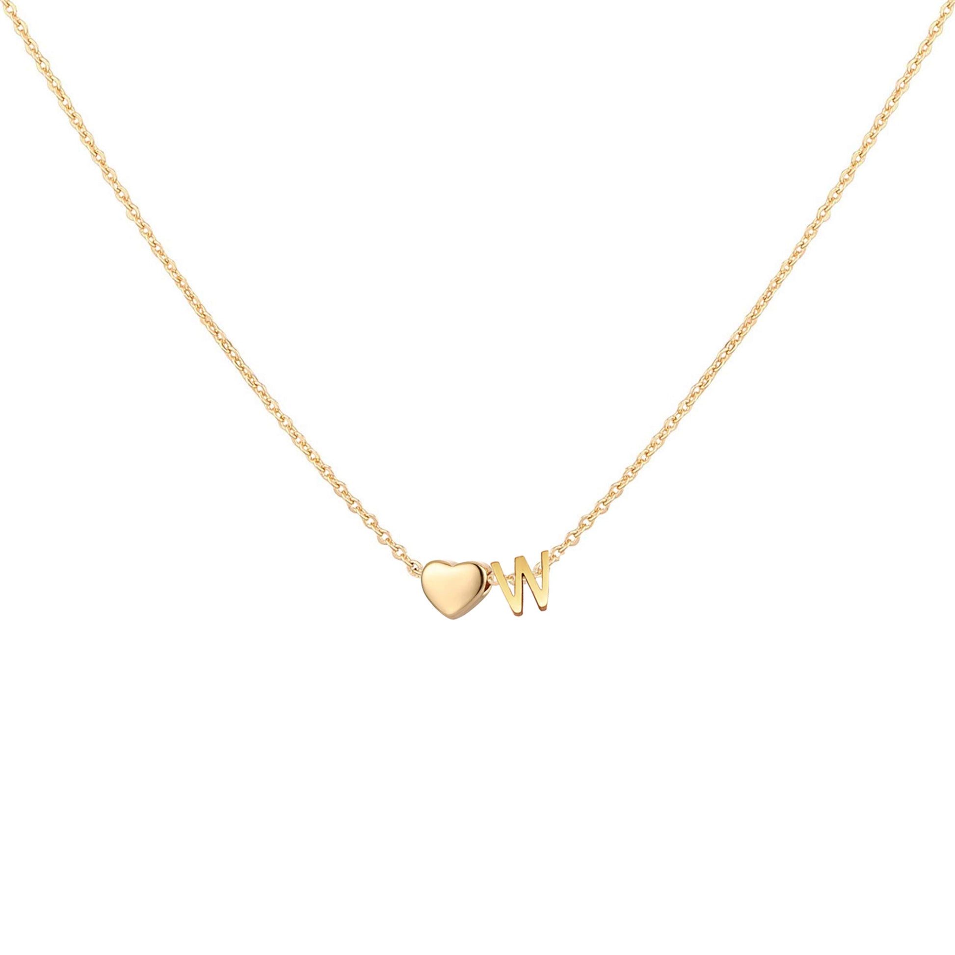 Dainty Heart Accented Letter Initial Necklace