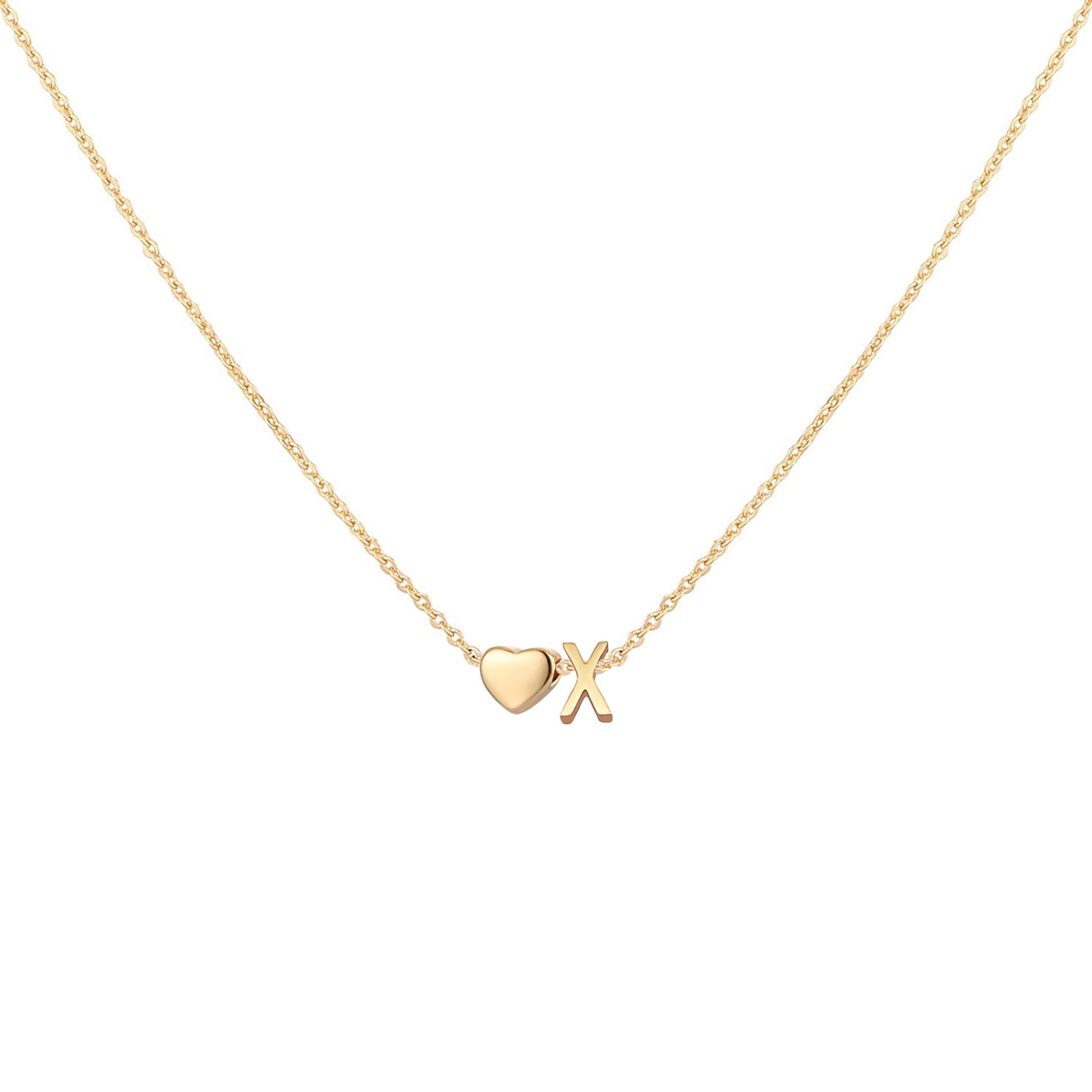 Dainty Heart Accented Letter Initial Necklace