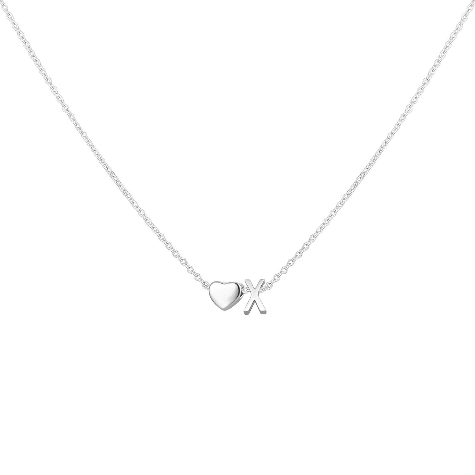 Dainty Heart Accented Letter Initial Necklace