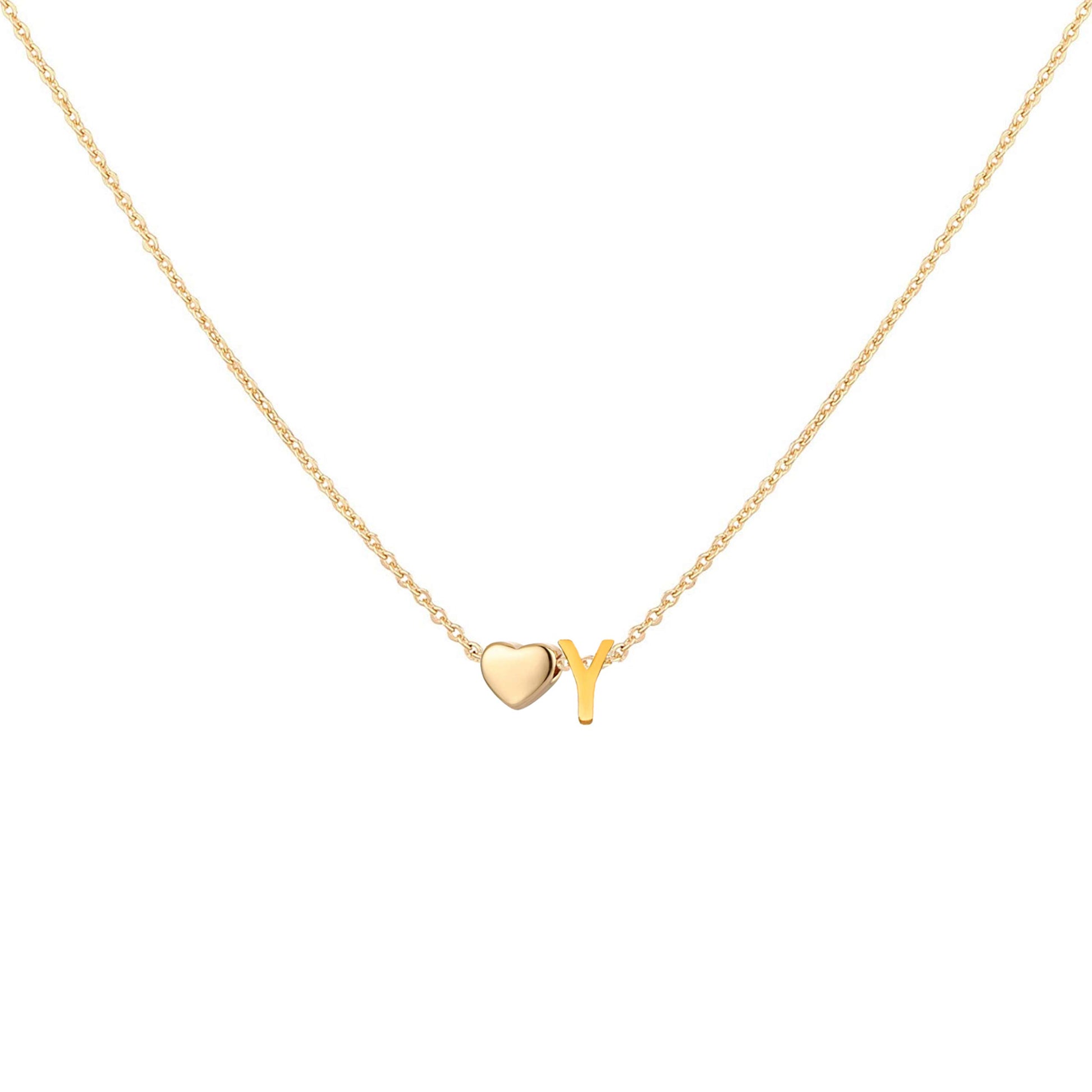 Dainty Heart Accented Letter Initial Necklace