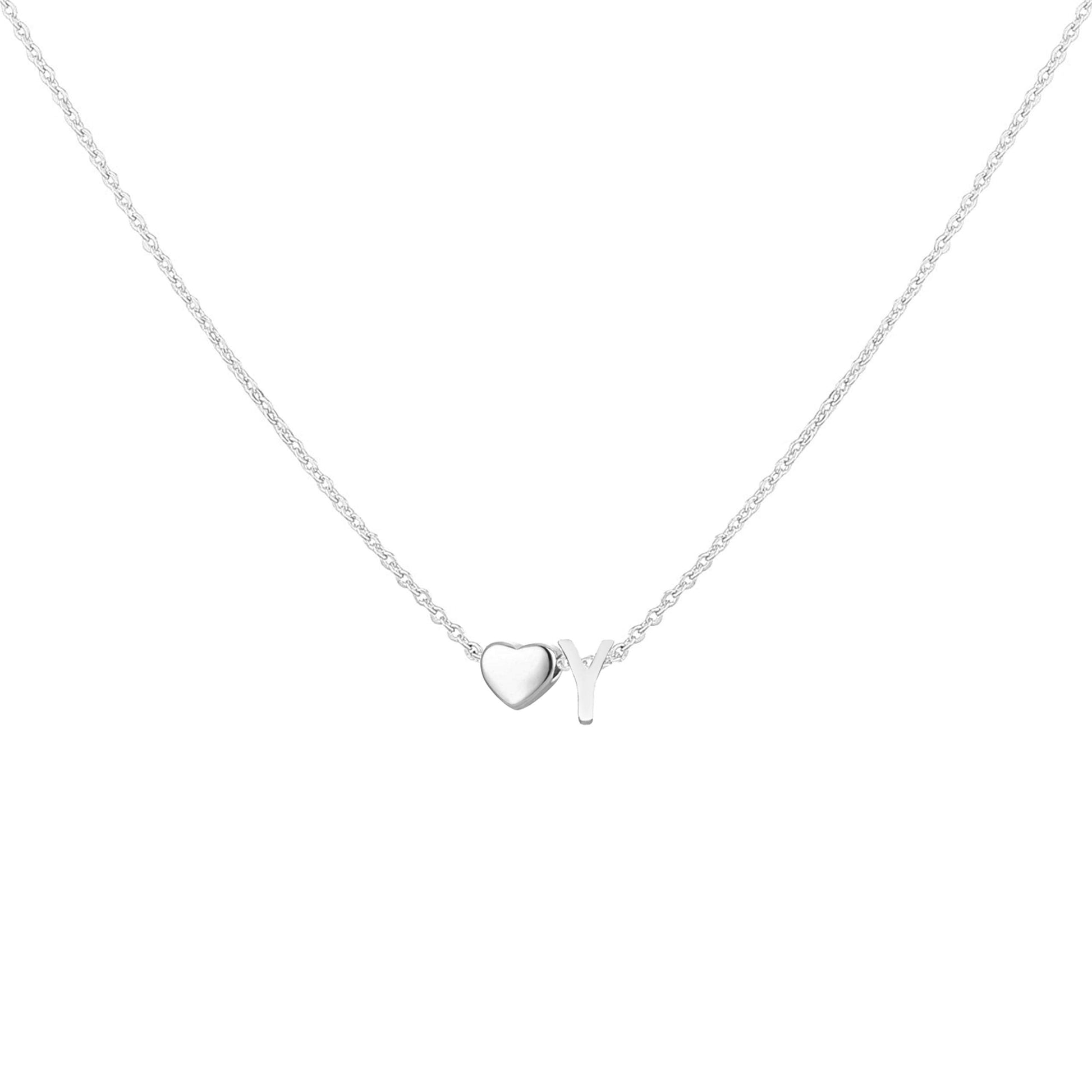 Dainty Heart Accented Letter Initial Necklace
