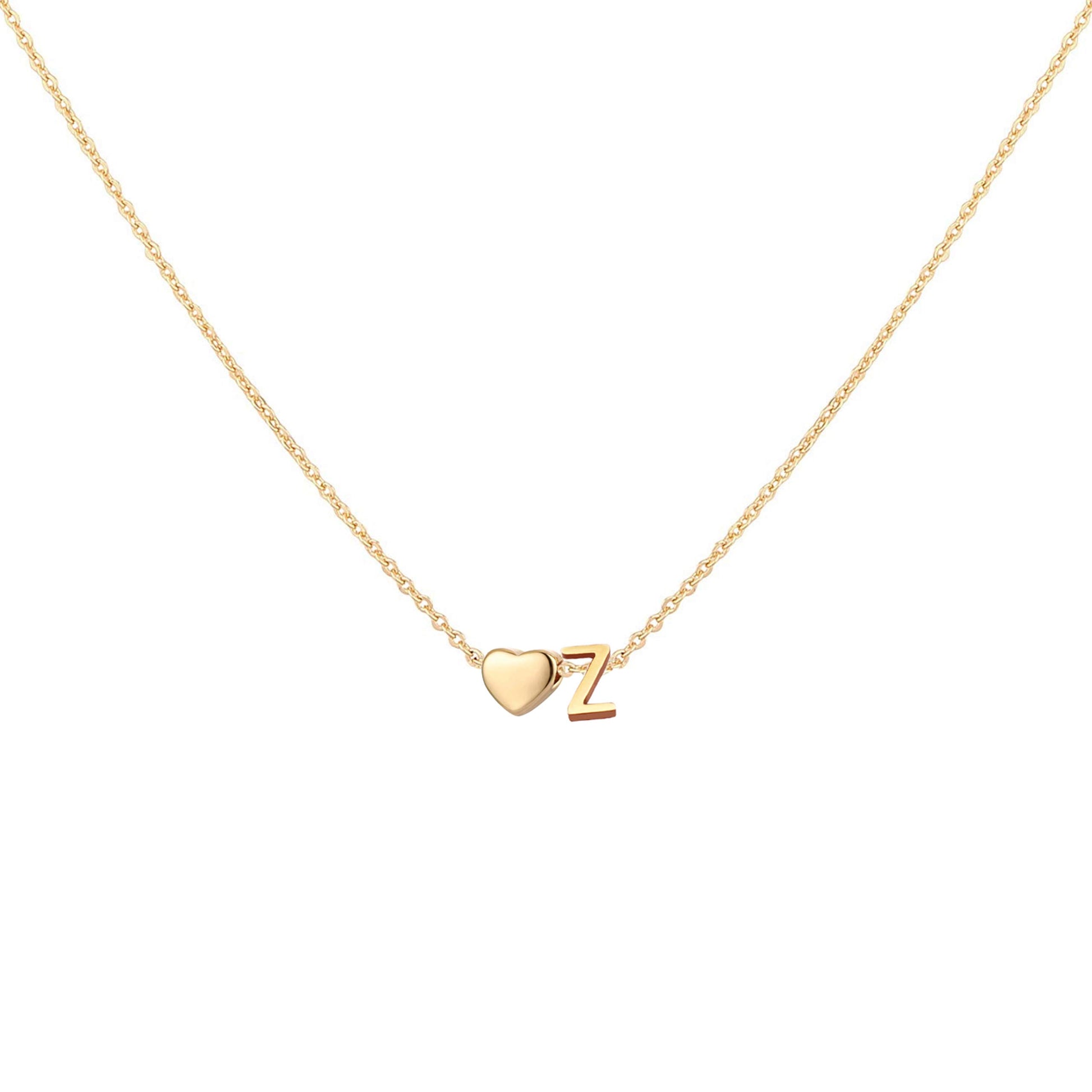 Dainty Heart Accented Letter Initial Necklace